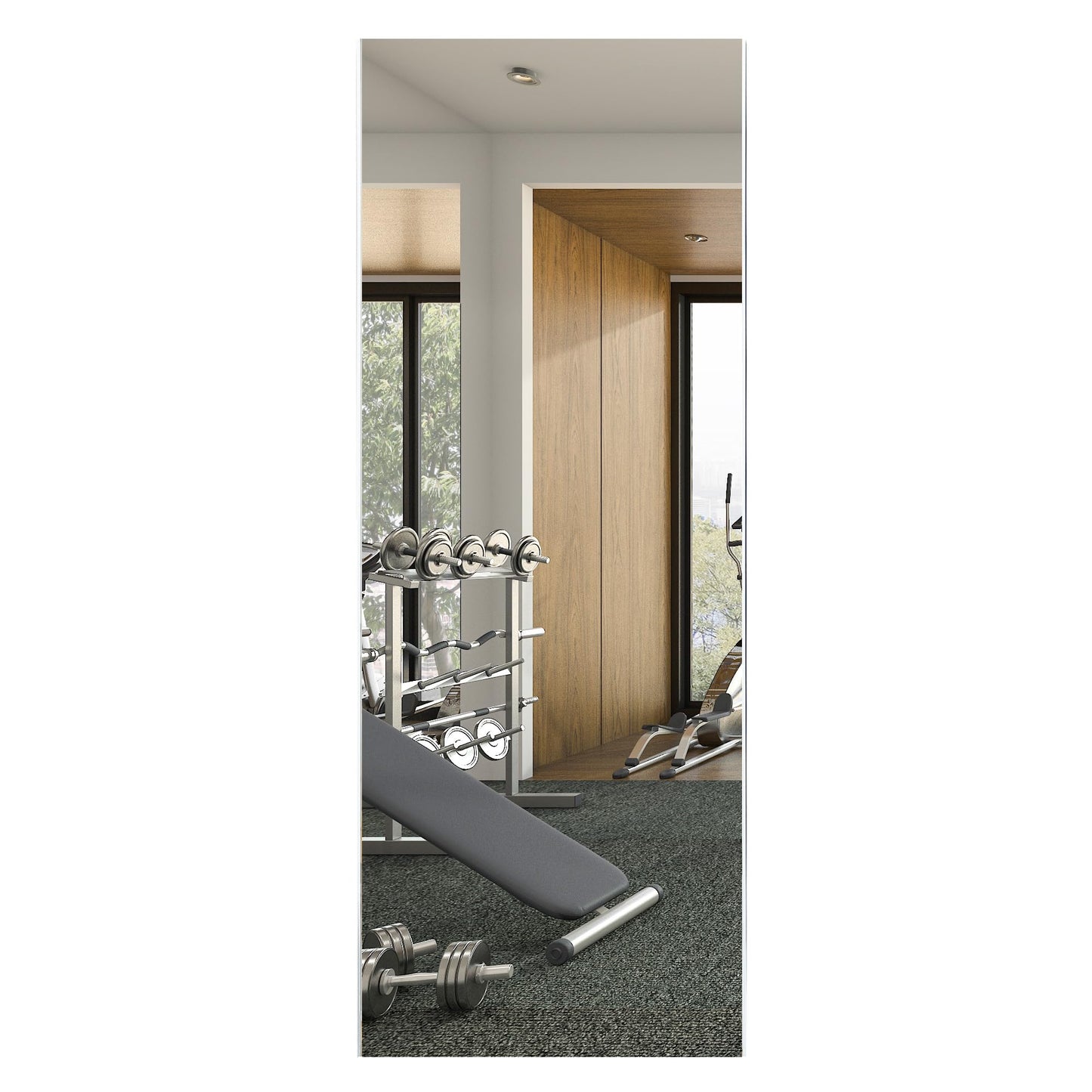 Glassless Large Gym Mirror Shatterproof Unbreakable Wall Mirror for Gym, Dance Studio, Home Workout Room – 0.04mm Nano Film – Chrome 26" x 60" by Fab Glass and Mirror