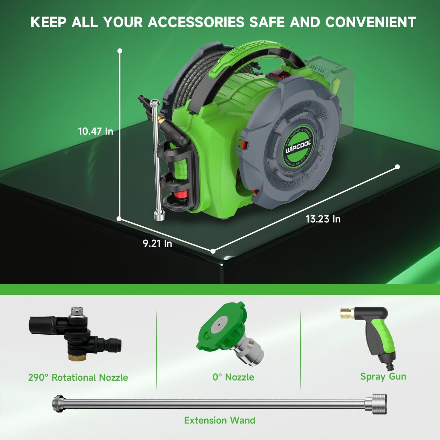 WIPCOOL Portable HVAC Cordless Coil Cleaning Machine, 18V Lithium-Ion 80W Electric Pressure Washer Jet Cleaner, Flow Rate 4L/min 44-73/102-145 psi Dual Pressure