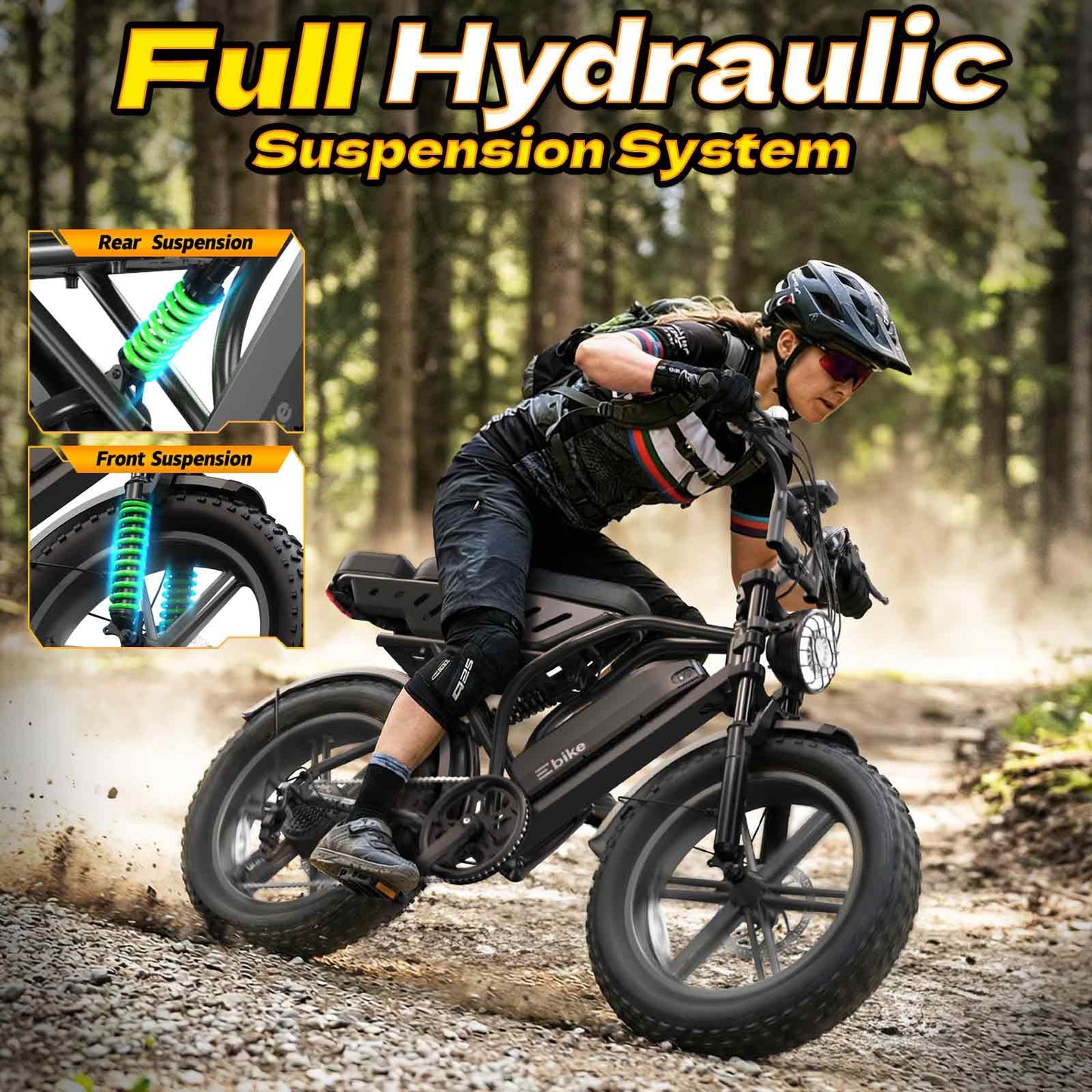 TST Electric Bike for Adults, 1500W Peak Motor Ebike with 48V 15Ah Battery, 60 Miles Range 28 MPH Electric Bicycle, 20" All-Terrain Fat Tire E Bike with Rear Seat 7 Speeds Black
