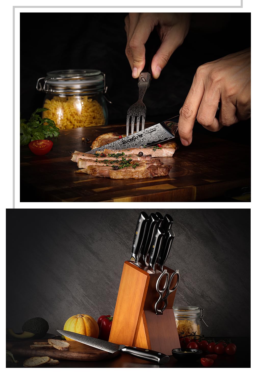 SliceElite Elite Series 6-Piece Steak Knife Set Non-Serrated Plain Edge Steak Knives 67-Layer Damascus Steel with VG10 Super Steel Core G10 Composite Handle Premium Steak Knives Blade Guards Gift Set