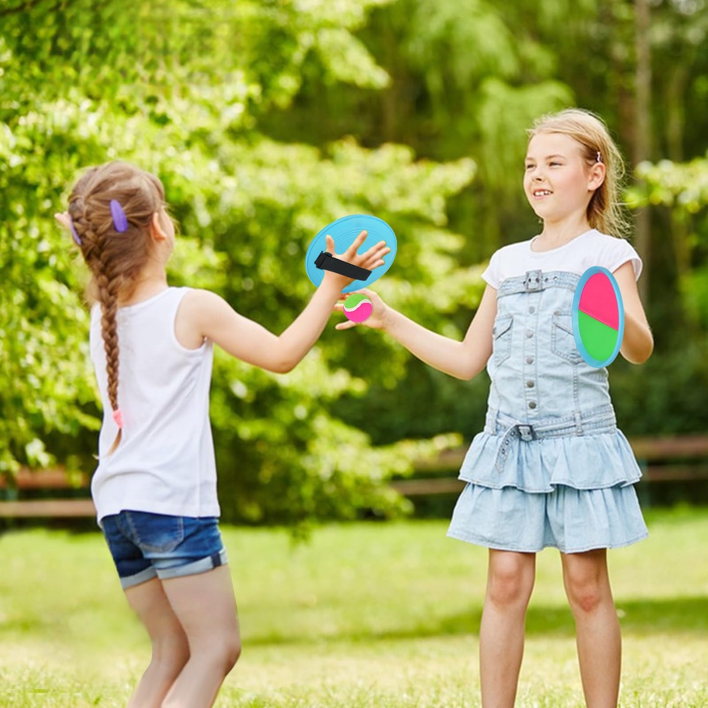 Miasno Toss and Catch Ball Set Outdoor Indoor Beach Games Kids Toys with 4 Paddles 4 Balls 1 Storage Bag Playground Balls for Kids