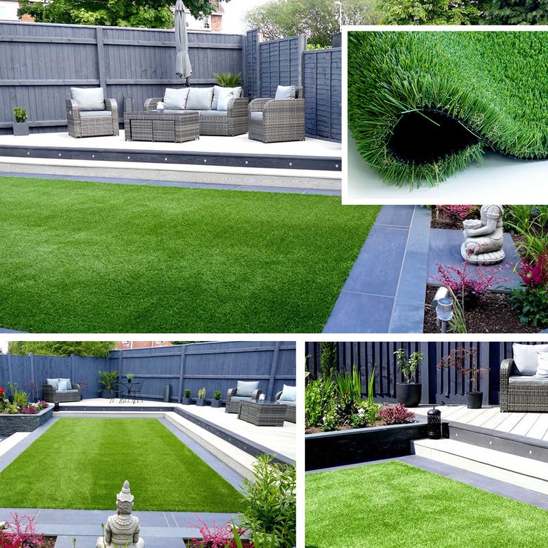 Shuonuo Deluxe Artificial Grass Turf, 1.50" Pile Height Thick Realistic Synthetic Grass Faux Astro Turf Fake Grass, 4FTX10FT,Indoor Outdoor Astro Rug Carpet for Garden Balcony with Drainage Holes