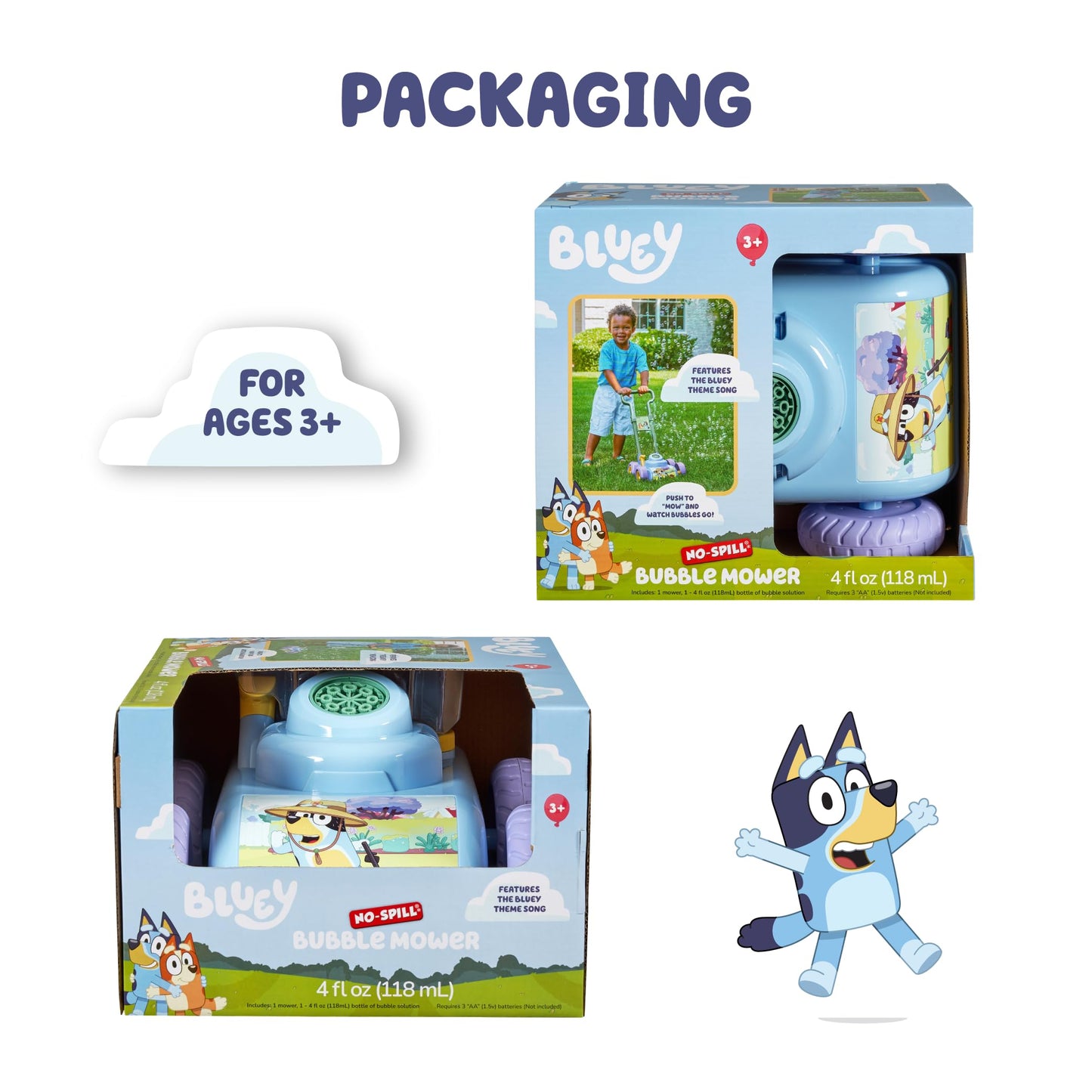 BLUEY Bubble Lawn Mower for Toddlers, Bubble Blowing Machine with Sound for Indoor and Outdoor Gardening Toy, Plays Bluey Music, Birthday, Party Favor for Preschool Girls and Boys