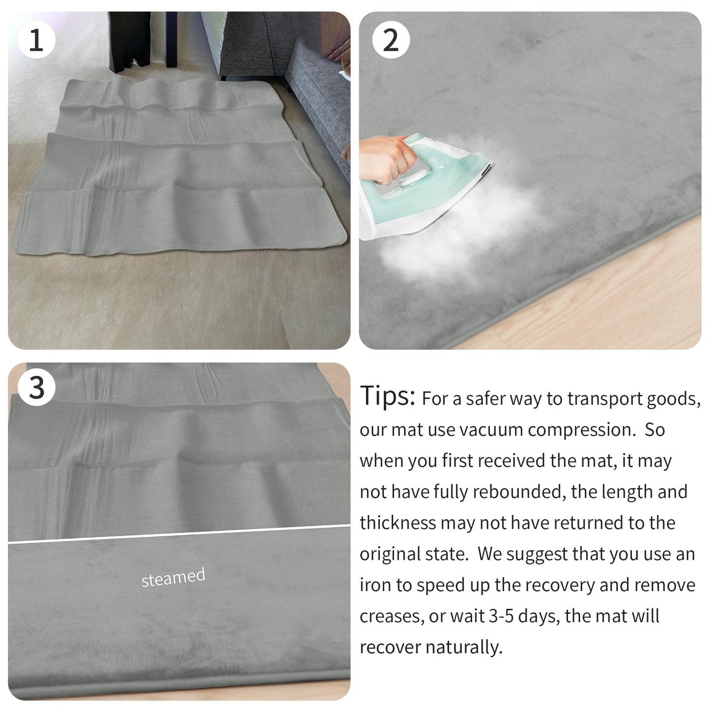 Baby Play Mat for Floor,1.3" Thick Elasti-Foam 50"×50" Playpen Mat for Tummy Time,Water Repellent Soft Coral Velvet for Toddler,Infant,Kids,Non-Slip Backing Safe for Crawling(Light Gray)