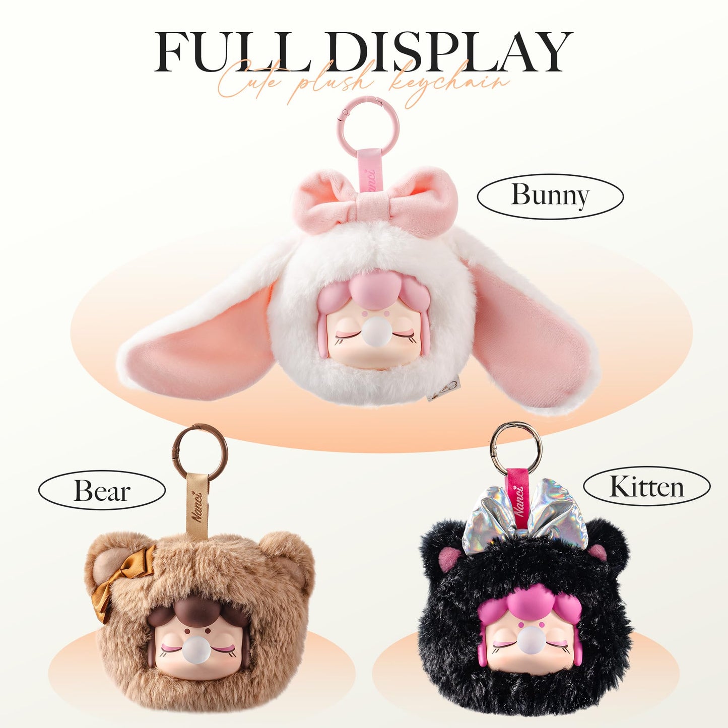 Rolife Nanci Plush Figure Stuffed Animal, Cute Cat Soft Toy, Kawaii Mini Plush Doll for Girls Kids, Collectible Anime Gift (Kitten)