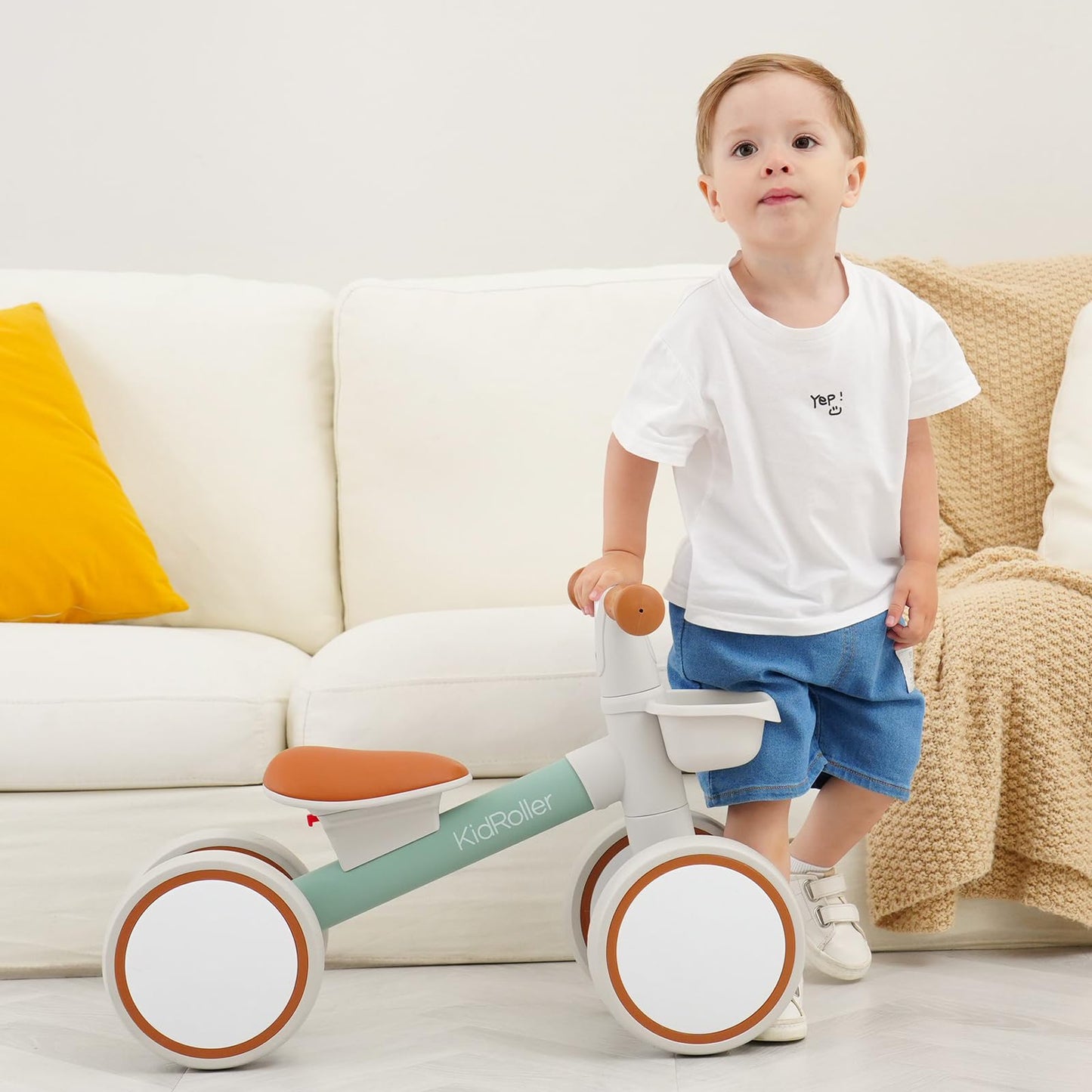 KidRoller Kid's Balance Bikes for 1 Year Old Boys and Girls, 12-36 Months Toddler Ride-on with Adjustable Seat and a Front Basket, First Birthday Gifts Sky Blue