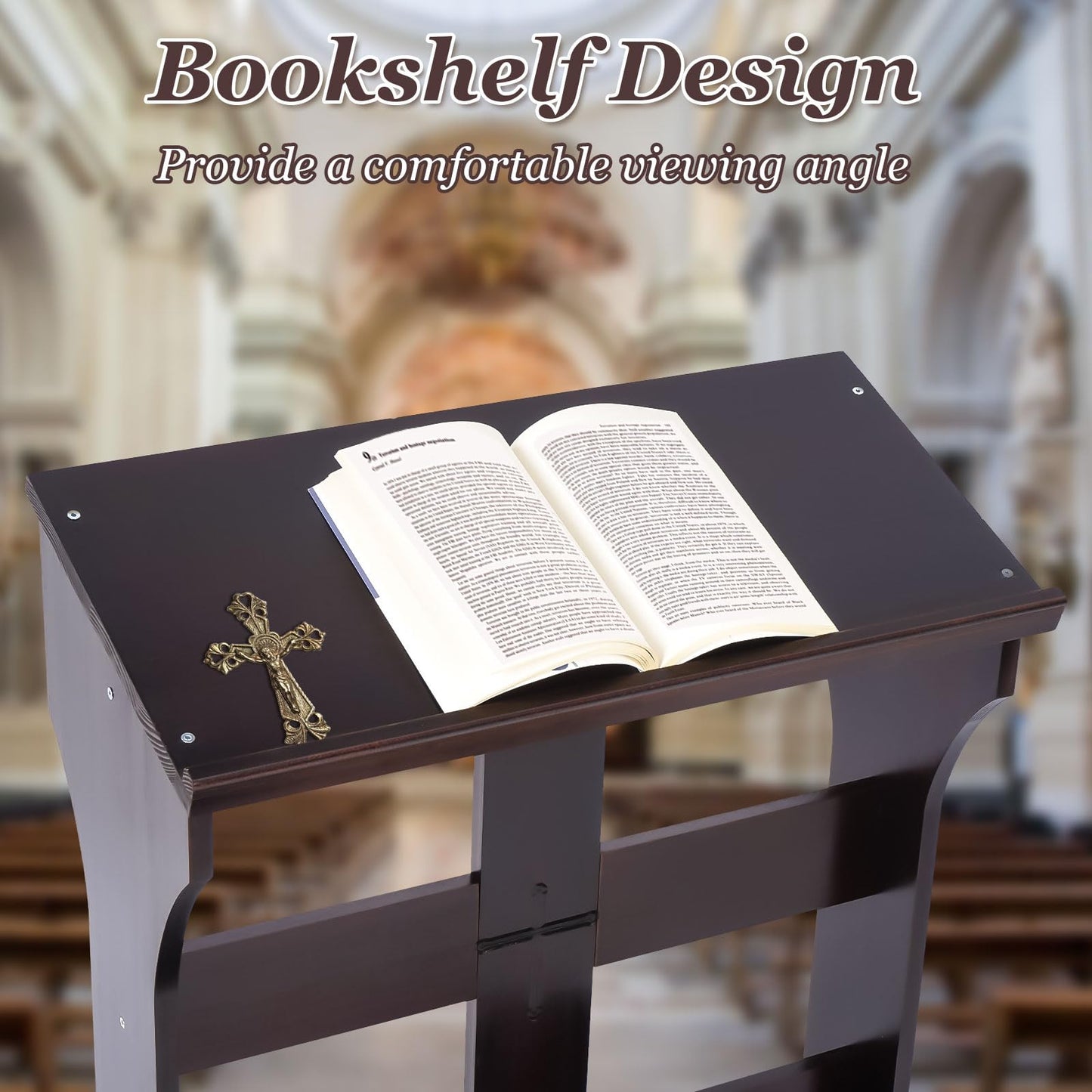 lukar Prayer Kneeler Bench, Wooden Kneelers for Praying with Cushion Pad, Prayer Bench Stool for Kneeling at Home, Kneeling Chair Shelf for Church Prayer Bench Table with Shelf
