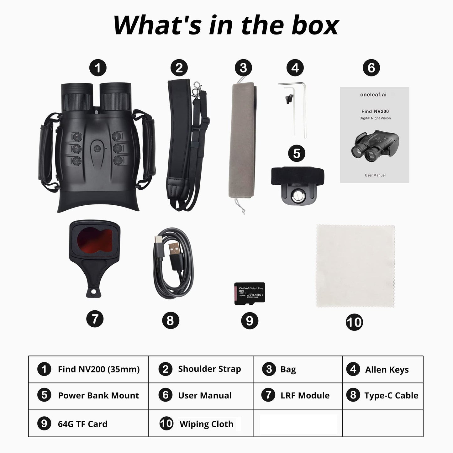 oneleaf.ai Find NV200 True 4K 35mm Night Vision Binoculars, Day/Night Vision Goggles with Rangefinder