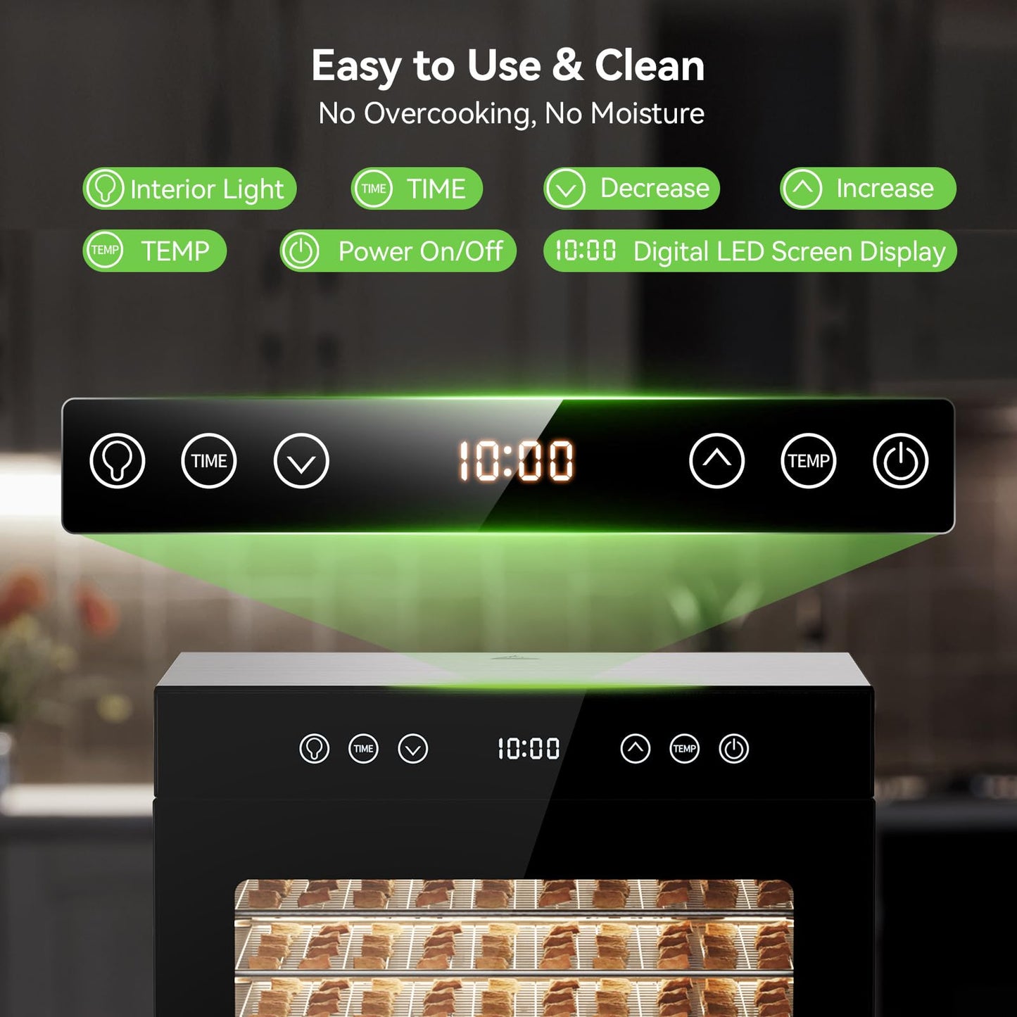 Food Dehydrator with Adjustable Timer & Temperature, 8 Stainless Steel Trays, 650W Powerful Machine, Quiet Operation Dehydrator for Jerky, Fruits, Herbs, Dog Treats