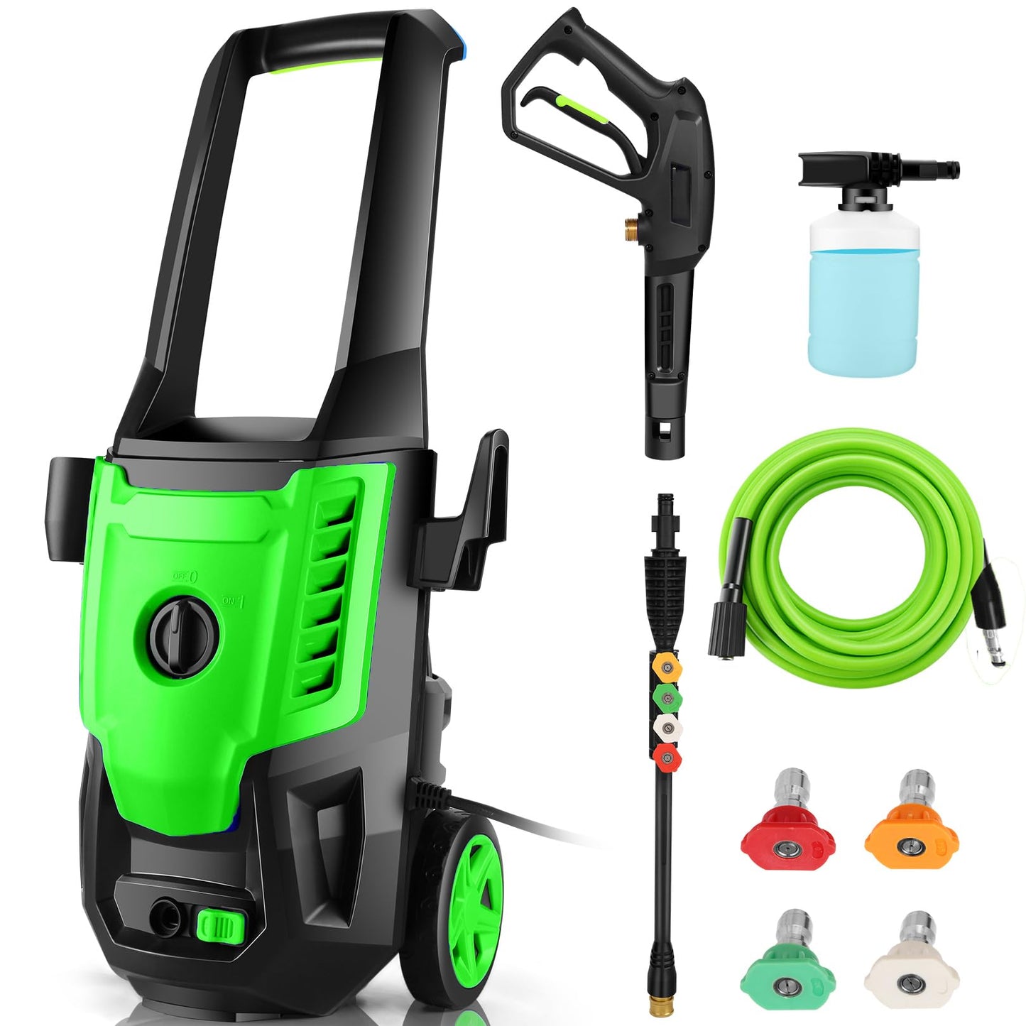 Imdot Electric Pressure Washer 5000 PSI 4.0GPM Portable Power Washer with 4 QC Nozzles, 500ML Foam Cannon for Cars/Fences/Driveways/Home/Patios Cleaning, Deep Green
