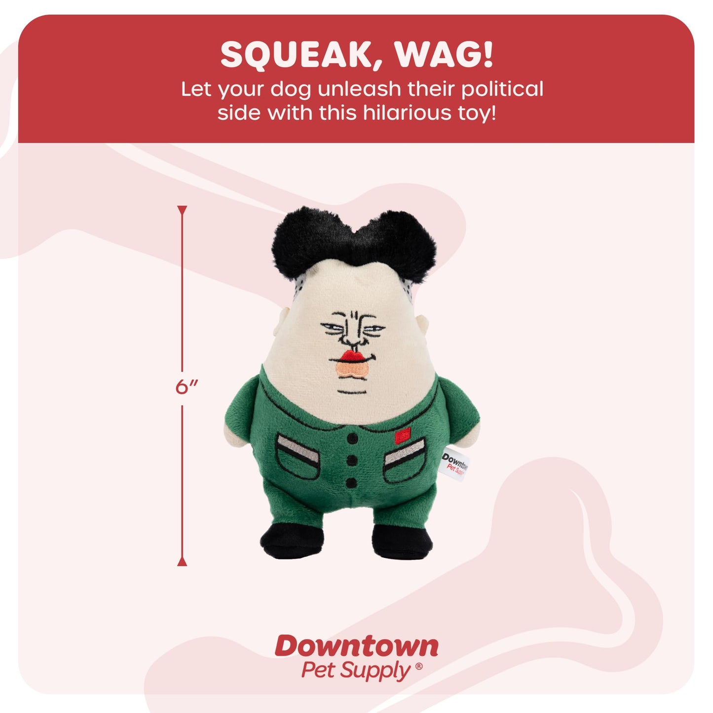 Downtown Pet Supply Supreme Leasher Political Dog Toy - Novelty Political Parody, Dog Chew Toy with Squeaker - Plush Design with Double Stitching