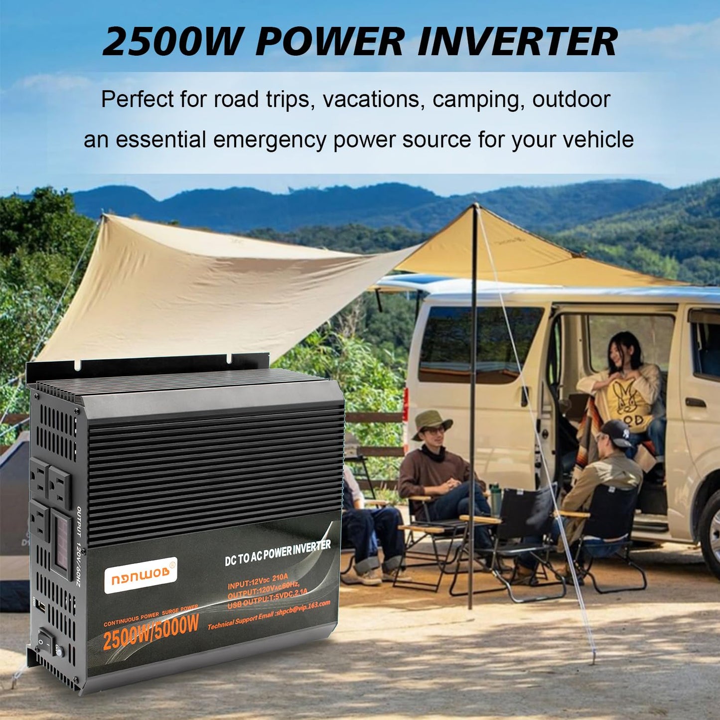 MKLIHFD 2500 watt Inverter Modified Wave car Power Inverter for car Vehicles Truck Camper Solar Panel 12v to 110v /120V Power Converter Adapter with Clamps 2500 watt