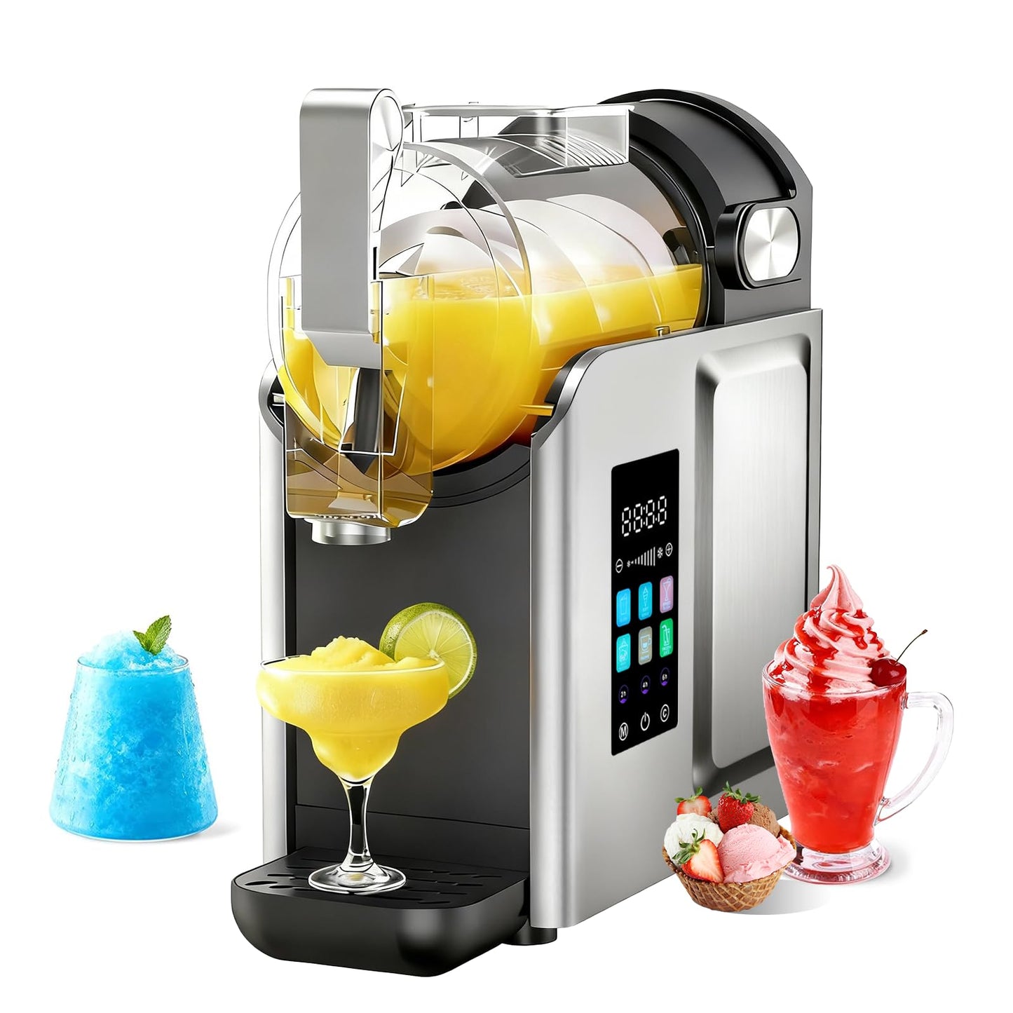 RUN.SE Slush-Ease Slushie Machine-2L/68oz No-Ice-Needed Slushie Machine for Home,5-Minute Rapid Freezing, Self-Cleaning, 6 Preset Modes|Frozen Margaritas, Cocktails, Smoothies,Frappuccinos,Ice Cream.