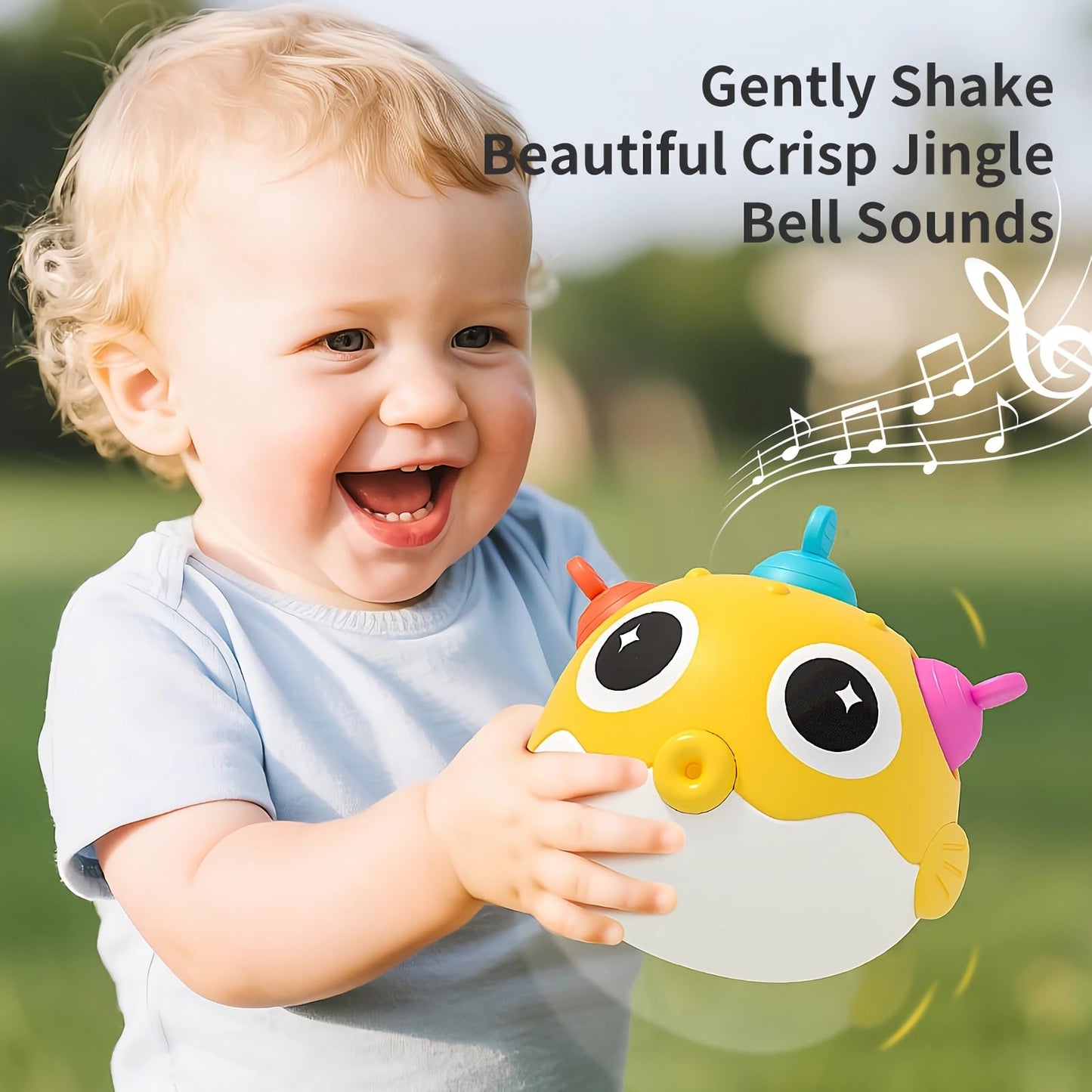 GeeKiPrime Baby Wobble Toys, Infant Rolypoly Tumbler Musical Wobbler Toy with Silicone Bubble for Teething Sensory Play, Baby Tummy time Toys for Newborn 3 6 12 Months Gifts for Toddler Boys Girls