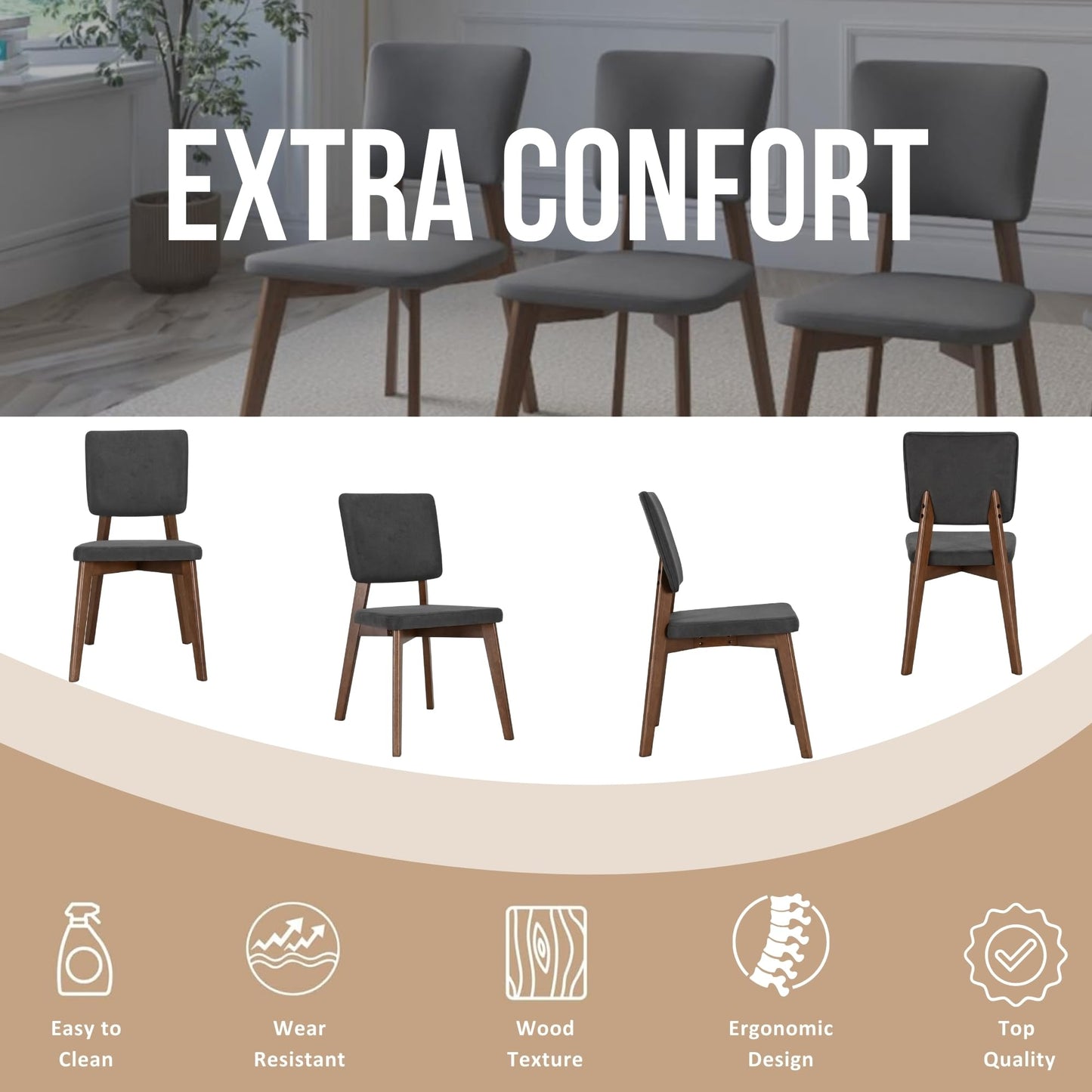 Urban Elements Modern Dining Set for 4 6 8 and 10 – Elegant Natural Walnut/Oak Finish, Comfortable Seating, Perfect for Family Gatherings and Contemporary Spaces