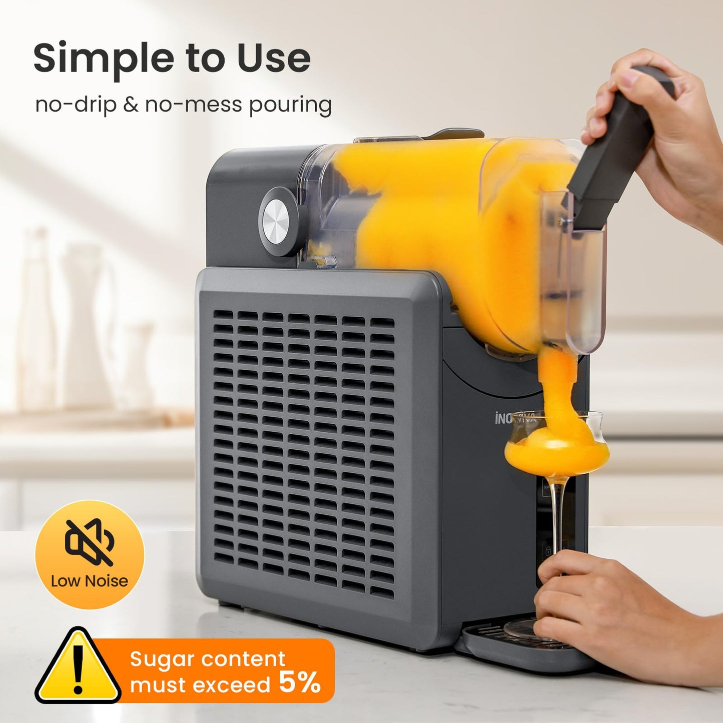 Slushie Machine, No Ice Needed, INOVIVA 68 oz Frozen Drink Maker for Home with Self-Cleaning, 5 Preset Programs, Frozen Margaritas, Frappés, Milkshake, and More, (2025 Version)
