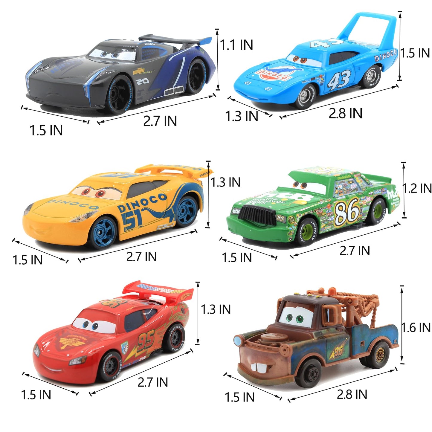 IYZEVK 8 Pcs Car Toys, Car Movie Die-cast Toy Car Set, 1:55 Ratio, Birthday Gifts for The Kids (8 Pieces)