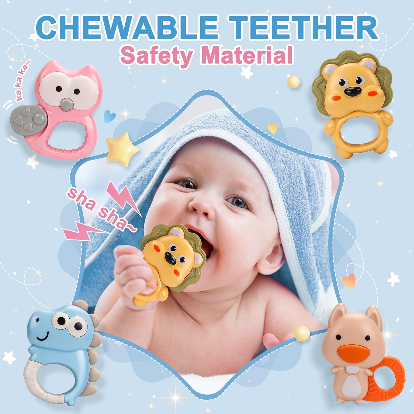 ZFSZSY Crib Mobile with Music and Lights,Mobiles for Cribs, Baby Mobile Arm Toys Hanging for Girls Boys Infants 0-6 6-12 Months, Bassinets Nursery Musical Portable Mobile Clip On Pack and Play(Bule)