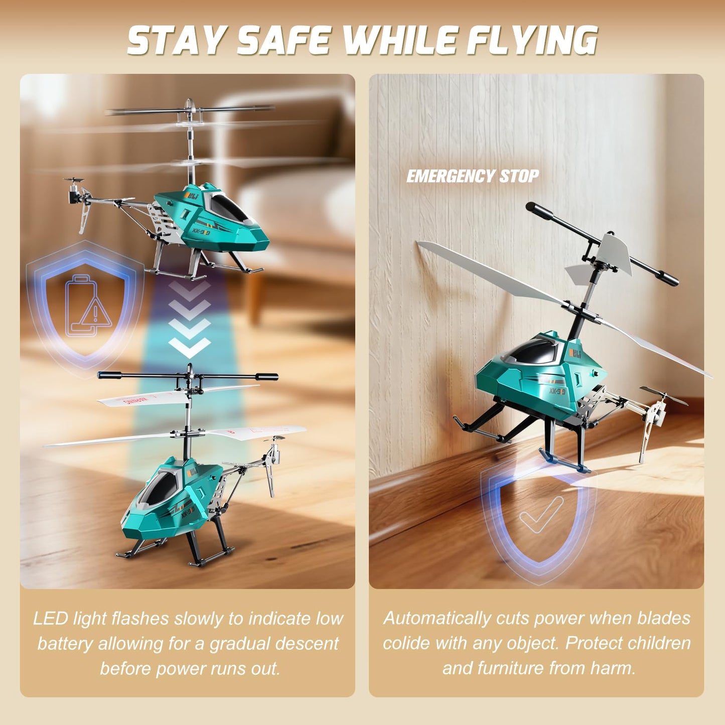 XIKOTEC Remote Control Helicopter, RC Helicopter Toy for Kids, 2.4GHz RC Plane with LED Lights, RC Flying Toy, Easy to Fly Indoor/Outdoor, Gifts Toys for Kids Beginners 8+ (Blue)