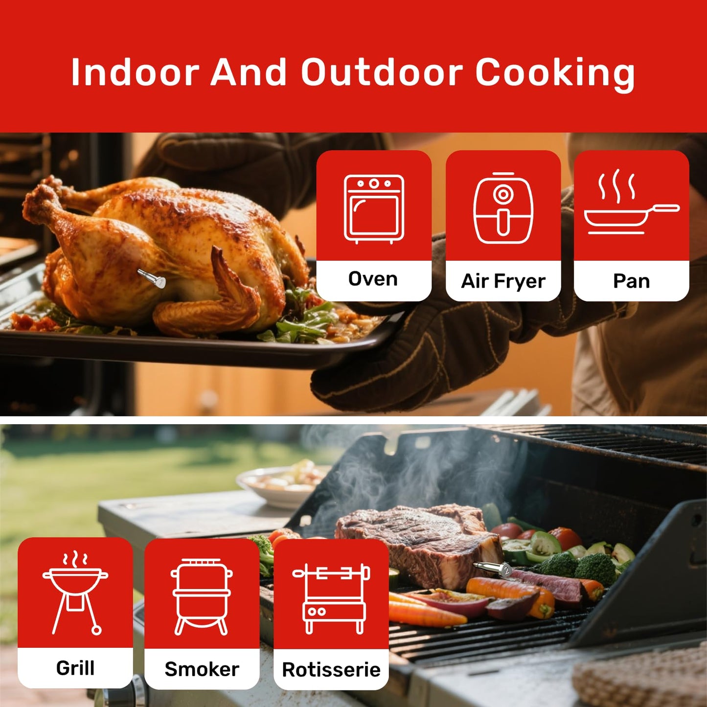 Meatmeet Z Pro Wireless Bluetooth Meat Thermometer, Standalone Base, WiFi Unlimited Range, 1080 Heat Resistance, ± 0.18°F Accuracy, 1 Probe with 6 Sensors for Kitchen, BBQ, Grill, Oven, Smoker