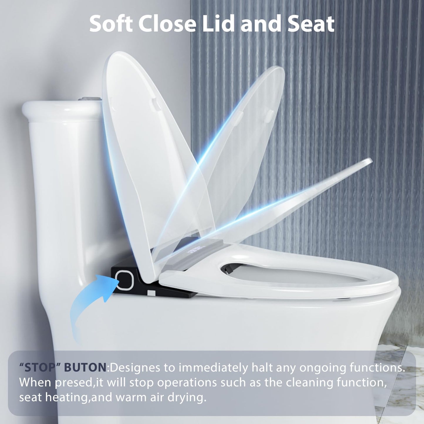 Baotree Electric Toilet Seat, Elongated Smart Heated Toilet Seat with Warm Water & Dryer, Feminine & Child Hip Wash, Wireless Remote, Self-Clean, Stainless Steel Nozzle, Adjustable Water Pressure