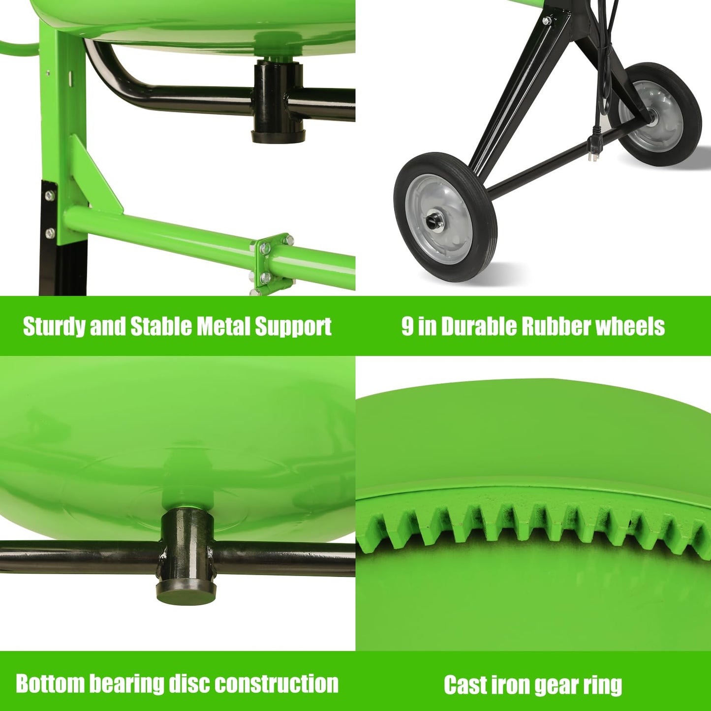 Cimcame Concrete Mixer 5.7 Cu Ft Portable Wheelbarrow Electric Cement Mixing Machine for Stucco Mortar Seeds