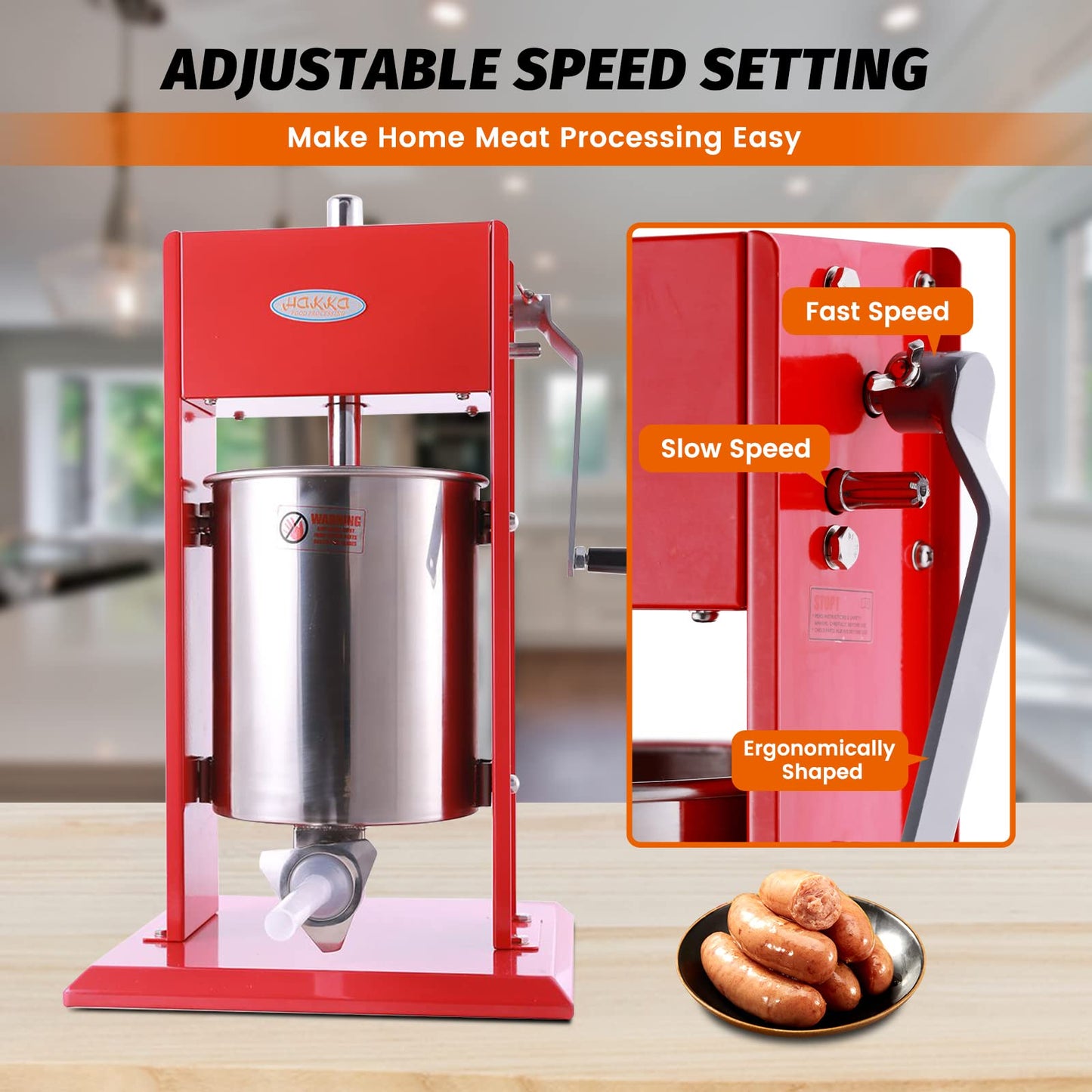 Hakka 25 Pound Sausage Stuffer 2 Speed Stainless Steel Vertical Sausage Filler