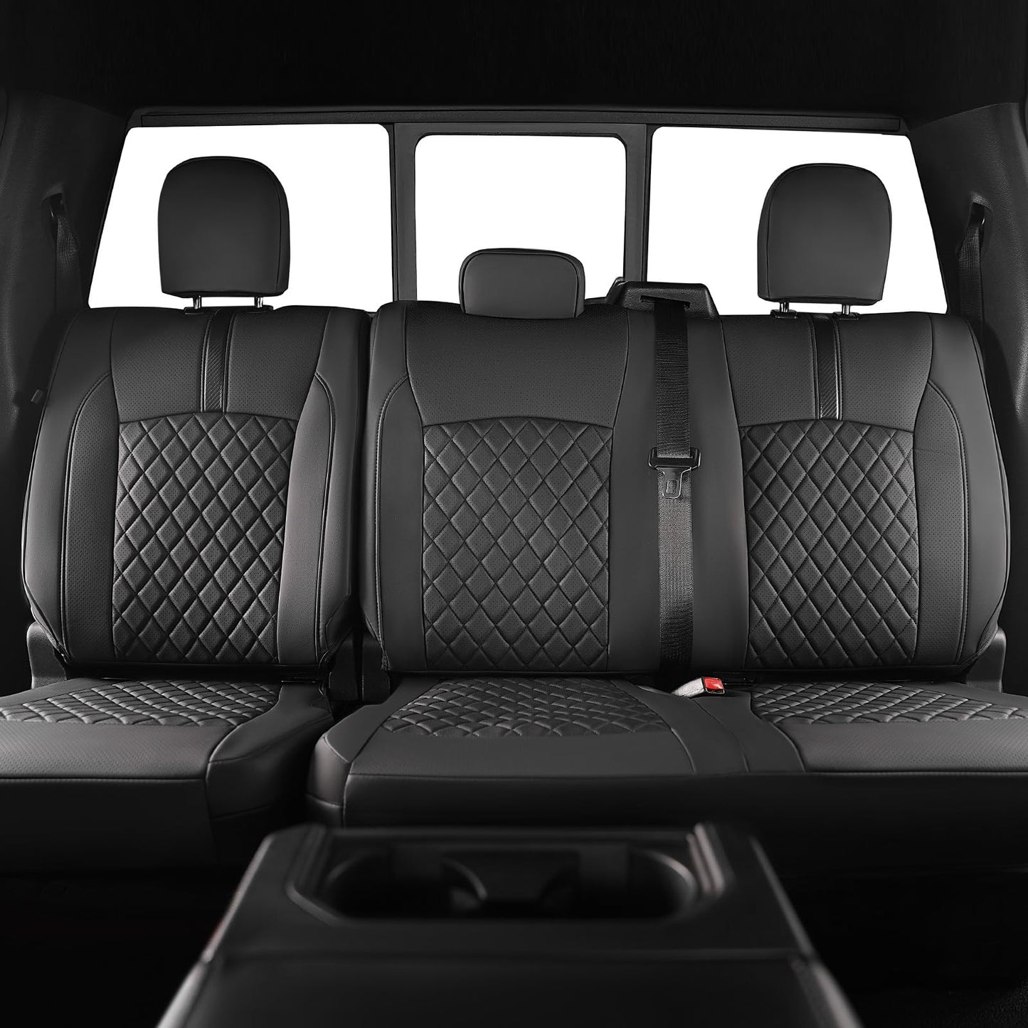Seat Covers for F150 XL XLT STX 2021-2025 2024 2023 2022 Supercrew Cab, Accessories for F150, Truck Seat Protection, Durable Easy-Cleaning Leather, NOT for 40/20/40 Bench Front Seat(Jump Seat)