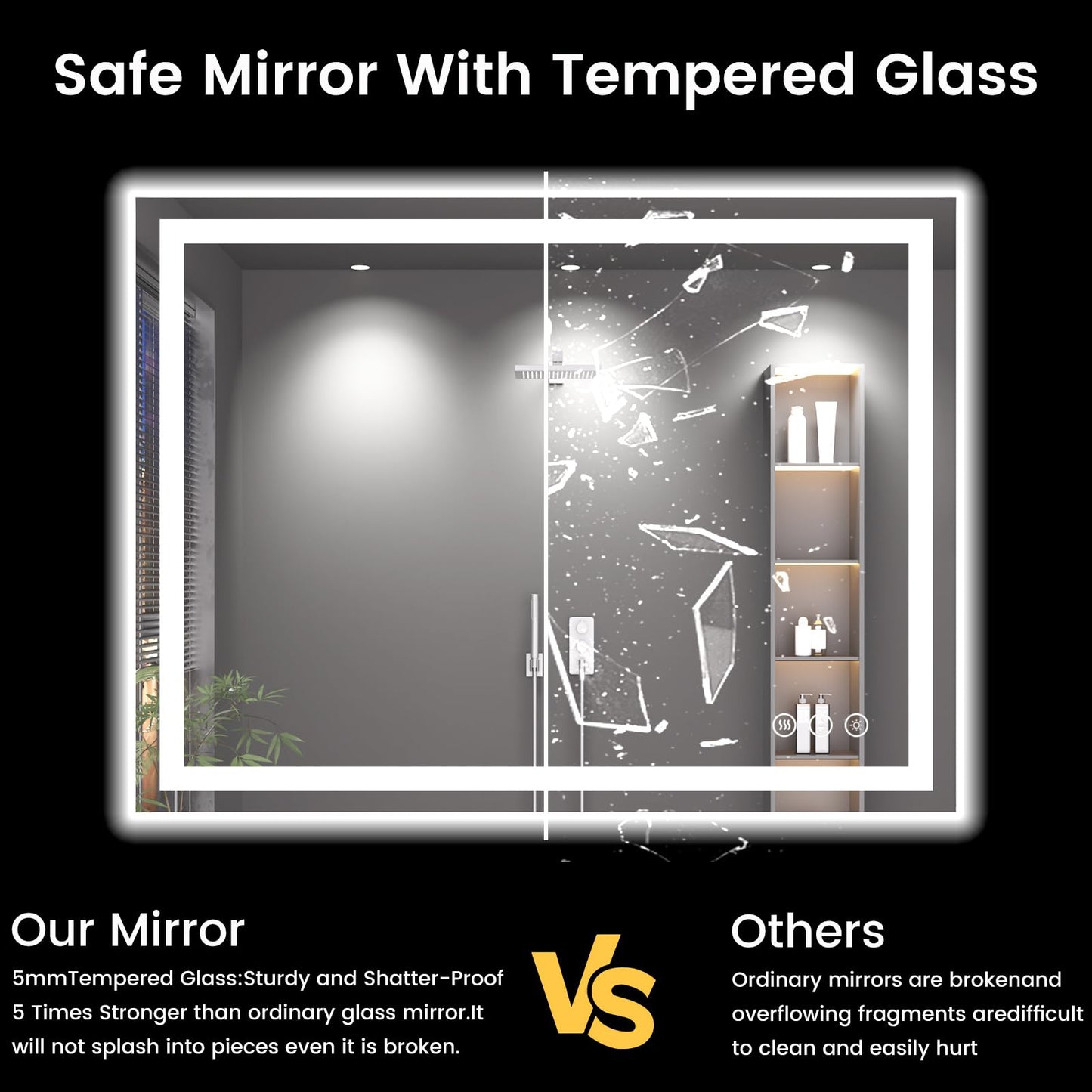 40X30 LED Bathroom Mirror with Lights, Anti-Fog, Backlit + Front Lit, Lighted Bathroom Vanity Mirror for Wall, Memory Function, Dimmable, Tempered Glass, Shatter-Proof