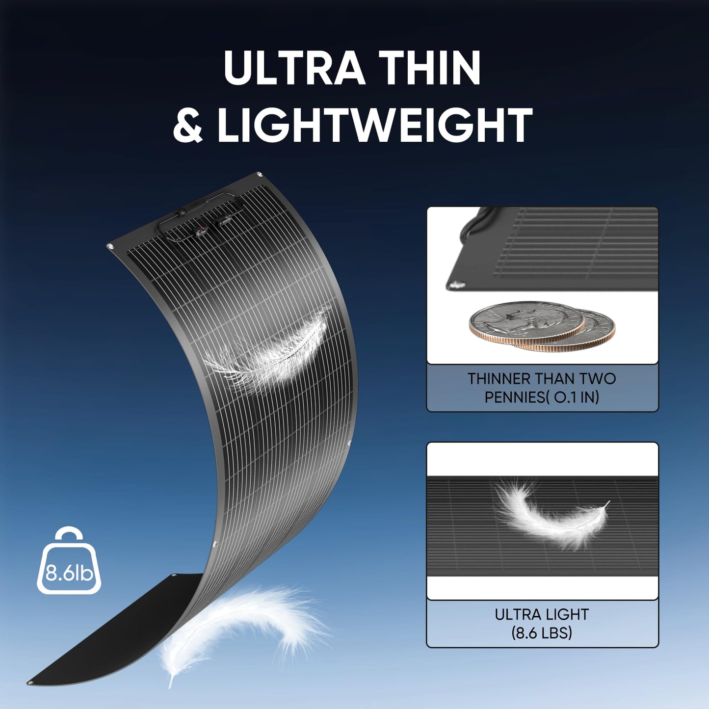 300W Flexible Solar Panel Bendable, All Black High Efficiency Monocrystalline Waterproof 24V/12V Perfect for RV, Boat, Van & Uneven Surfaces (300W Flexible)