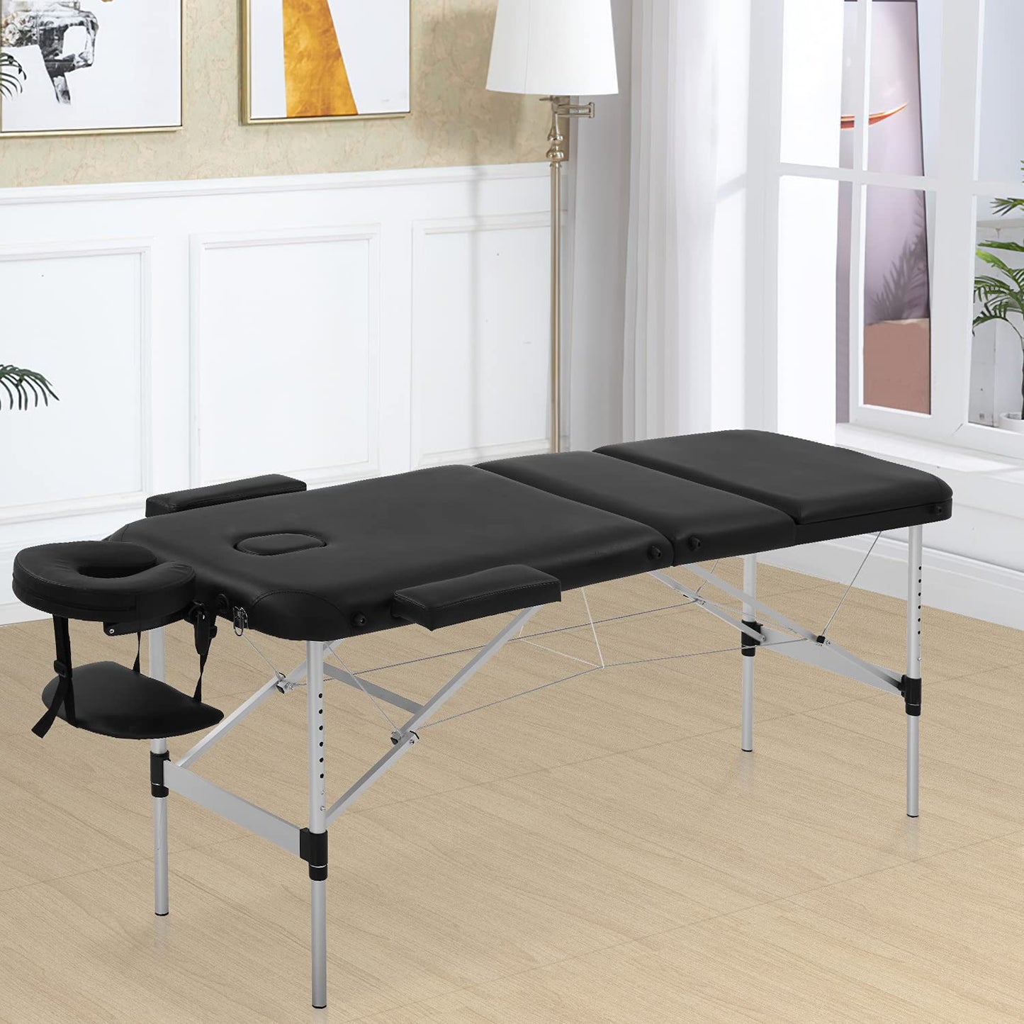 BestMassage Aluminium Massage Bed Portable Massage Table 24 inch Wide Lash Bed Height Adjustable 3 Folding Spa Table with Non-Woven Bag for Spa Footmassage Facial CareSpa Tattoo