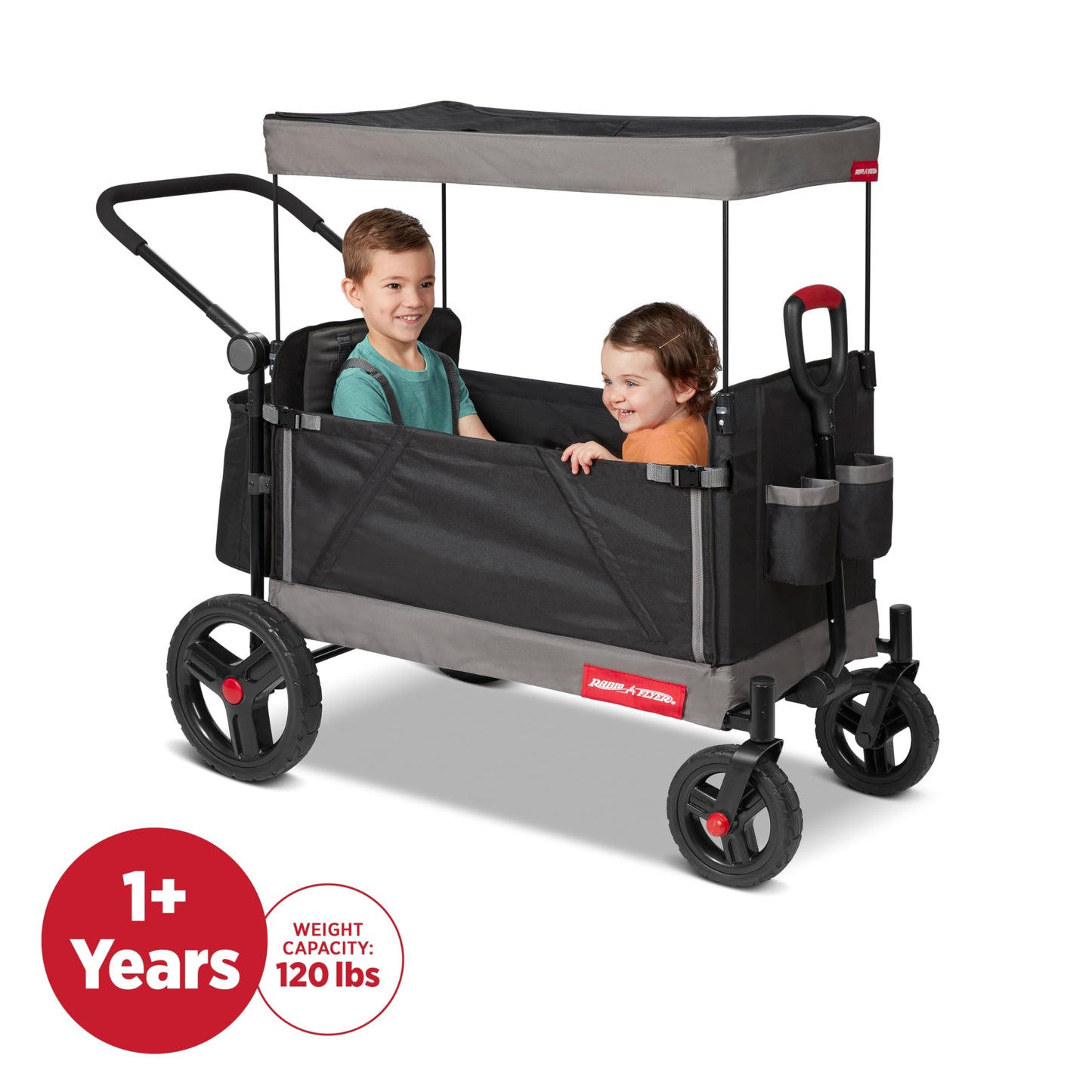 Radio Flyer Wagon for Kids, Baby Stroller, Outside Toys for Toddlers 1-3, Rolling Cart, Beach Cart with Wheels, Trav'ler Stroller Wagon with Protective Cover, for Ages 1+ Years