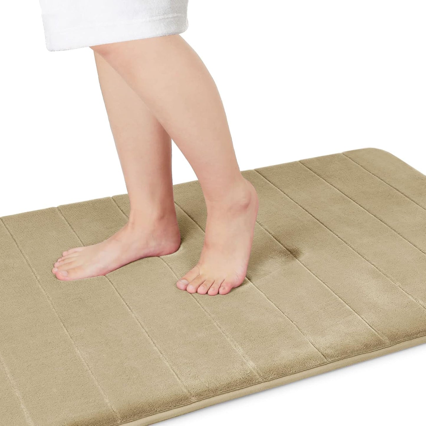 Yimobra Memory Foam Bath Mat, Super Soft Absorbent Bathroom Rug Non-Slip 24x17 Inch, Quick Dry, Machine Washable Floor Carpet for Tub Shower, Home Decor Accessories, Black