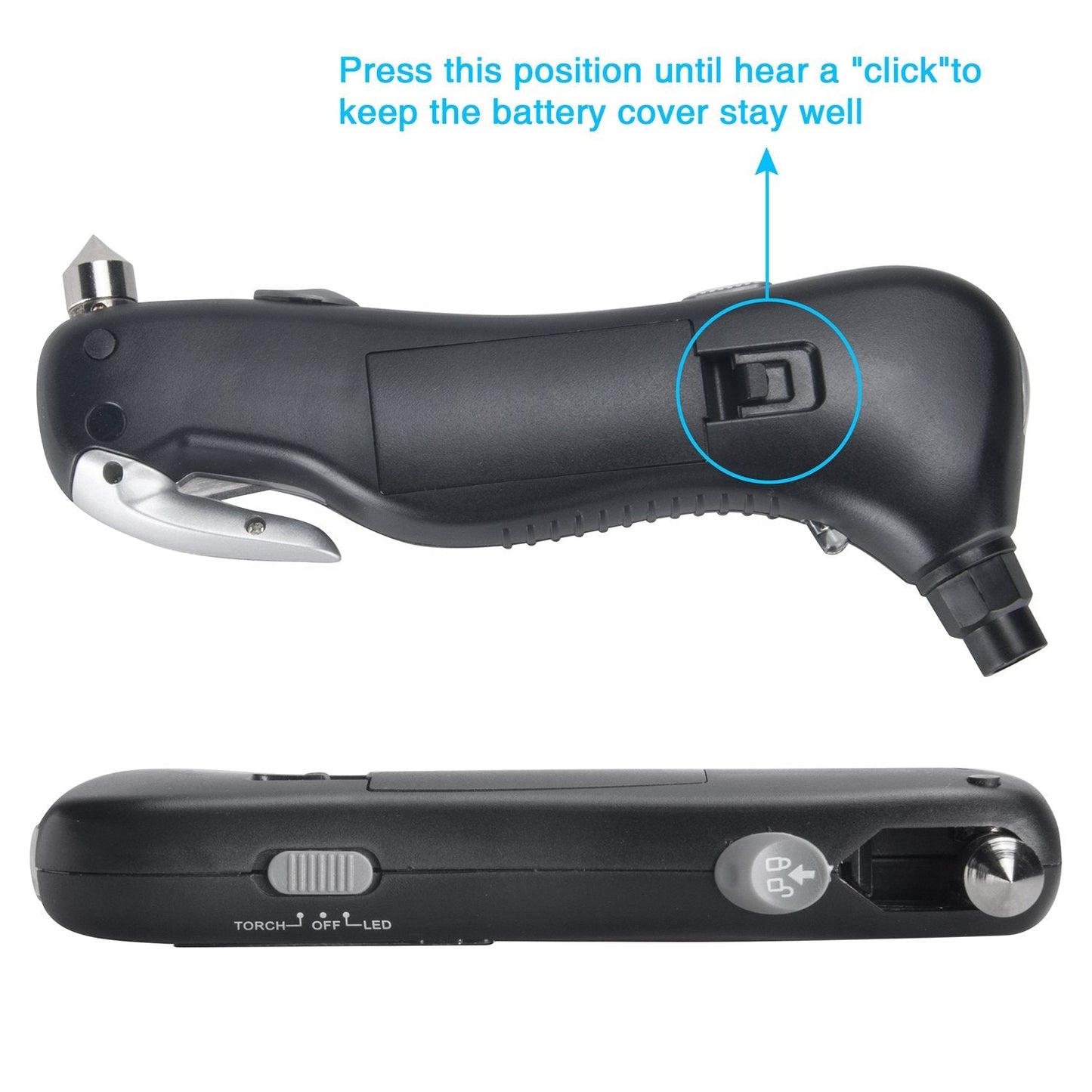 Lantoo Digital Tire Pressure Gauge 150 PSI – 5-in-1 Emergency Tool for Cars, Trucks & Bikes – Includes Seatbelt Cutter, Window Breaker, LED Flashlight & Red Safety Light - 1 Pack
