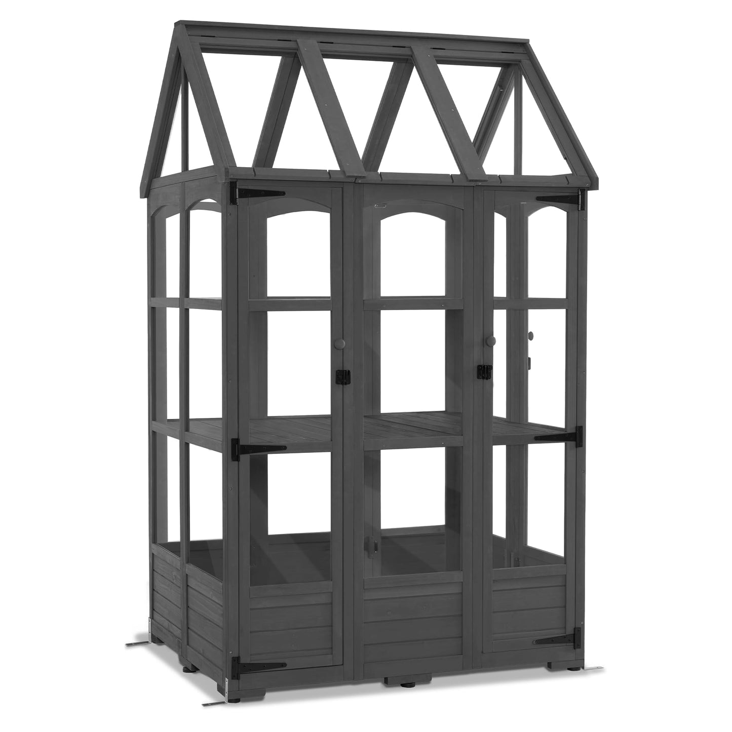 MCombo Wooden Greenhouse, Outdoor Greenhouse with Adjustable Roof Vent and 6 Lockable Door for Backyard/Outdoor Use, (48 x 38.8 x 83.9 Inches) 0851 (Dark Grey)