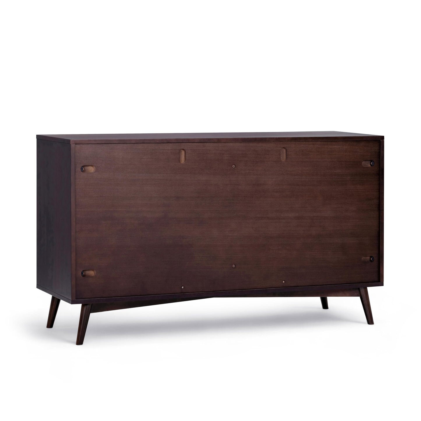 Teamson Home Tremolo 55″ Wide Sideboard Cabinet with 3 Deep Drawers & 2 Push-Open Doors, Adjustable Shelf & Rubber Wood Feet, Fluted Fronts in Contemporary Style for Living, Dining Room, Espresso