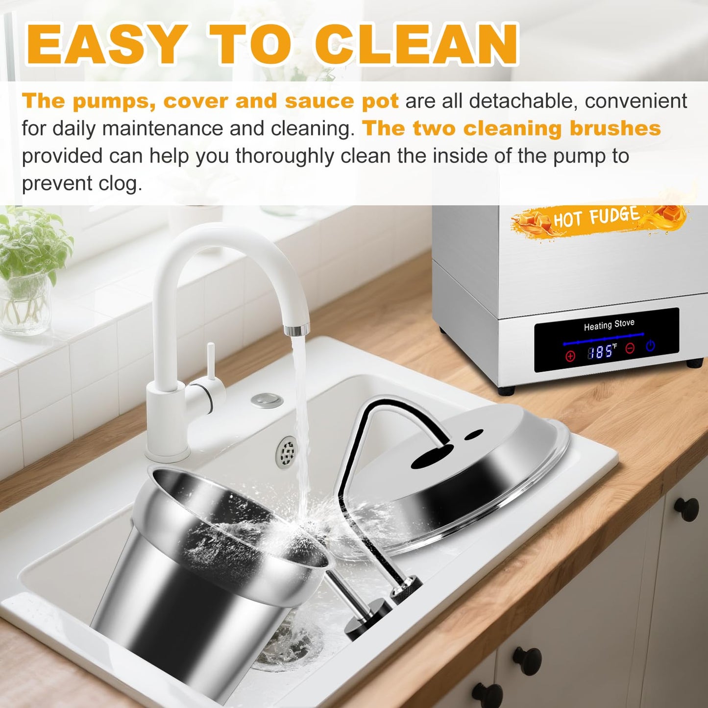 Digital Nacho Cheese Dispenser with Stainless Pump, 7.4Quart Nacho Cheese Warmer Stainless Steel Hot Fudge Dispenser Insulated Pump Dispenser for Cheese Sauce Fudge Butter Caramel