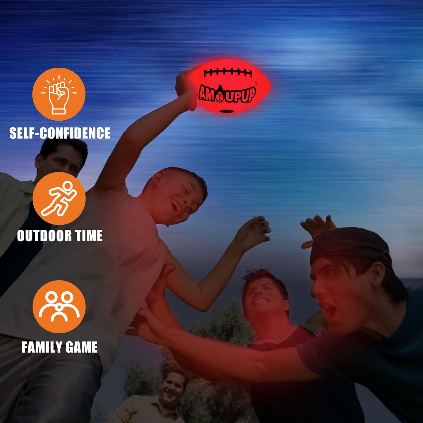 Amoupup Glow in The Dark Sports Gifts - Light Up LED Football with LED Lights and Batteries - Cool Stuff for Teen Boys and Girls