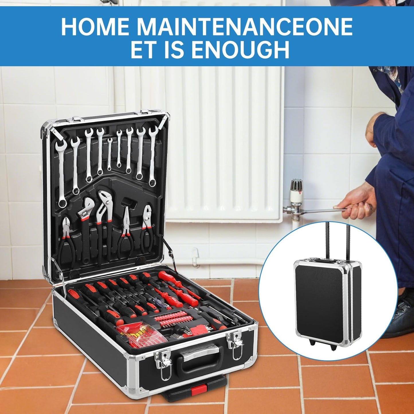 800-Piece Tool Kit, Mechanic's Socket Tool Set with Case, Socket Wrenches & Complete Hand Tools, Portable Complete Repair Tools Box for Home and Car