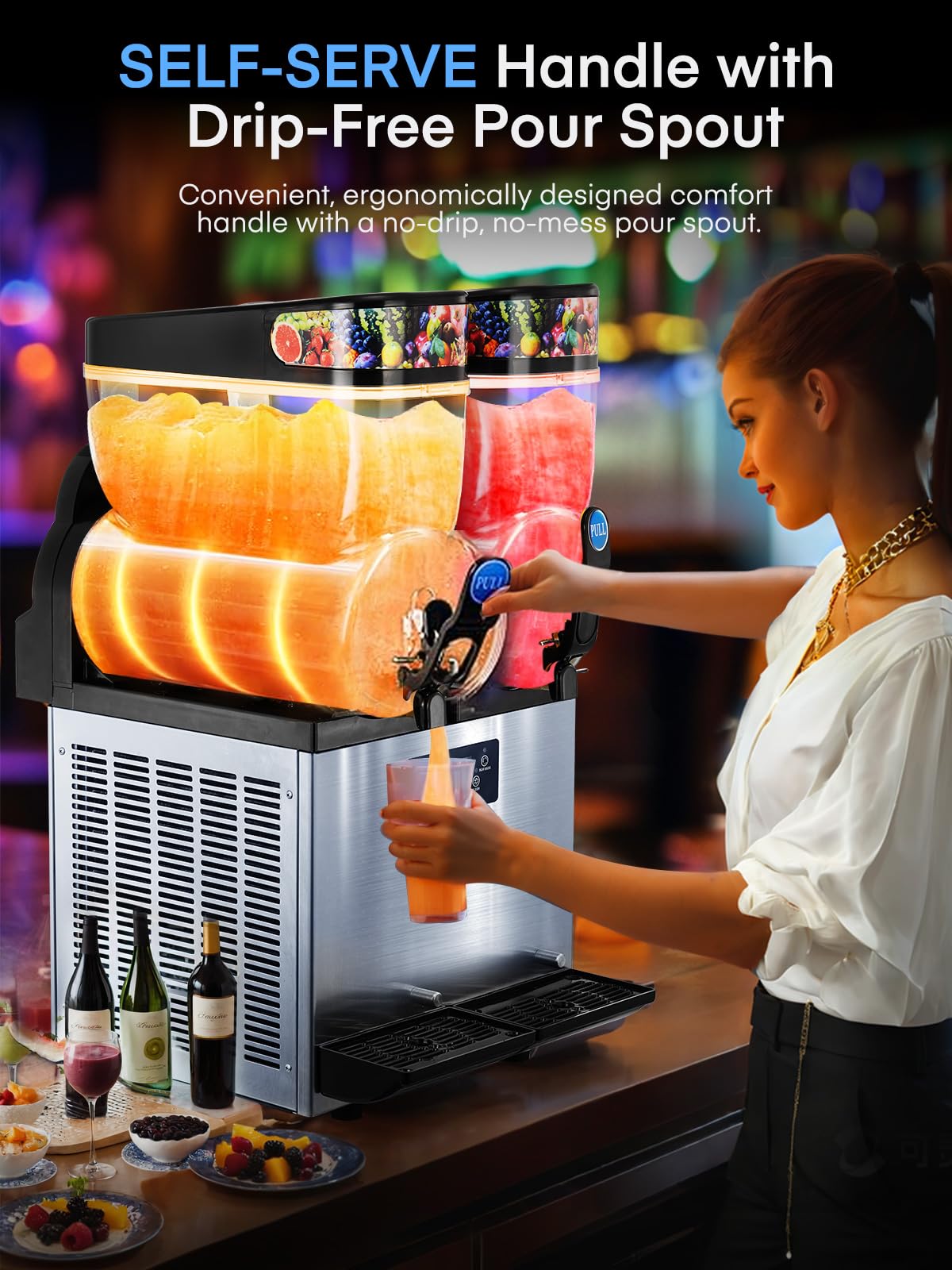 Commercial Slushy Machine 8Gal/30L, Stainless Steel Margarita Smoothie Frozen Drink Machine, 25-Minute-to-Go Slushie Machine & ETL Approval, Margarita Machine for Restaurants Cafe Bars (2 * 15L)