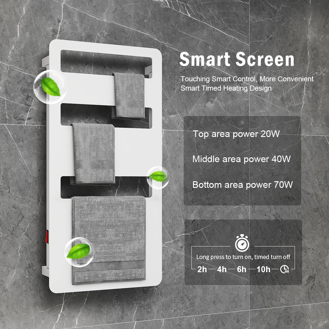 Evokor Towel Warmer with Timer for Bathroom, Heated Towel Rack Wall Mounted, Electric Towel Warmers, Bath Towel Heater, Bath Towel Dryer, Hardwired or Plug-in - 35 x18 inch