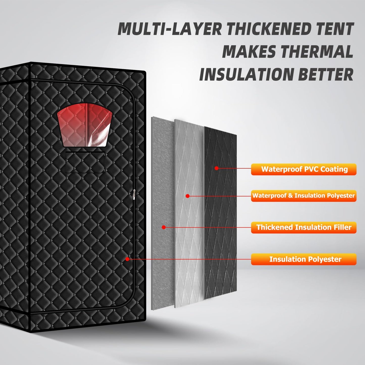 Gollense Hot Air Sauna with 660nm Infrared Red Light Therapy Lamp, Portable Sauna for Home Relaxation One Person Dry Sauna Box, 1500W High Power & 6ft-Tall Personal Tent with Foldable Chair, Black