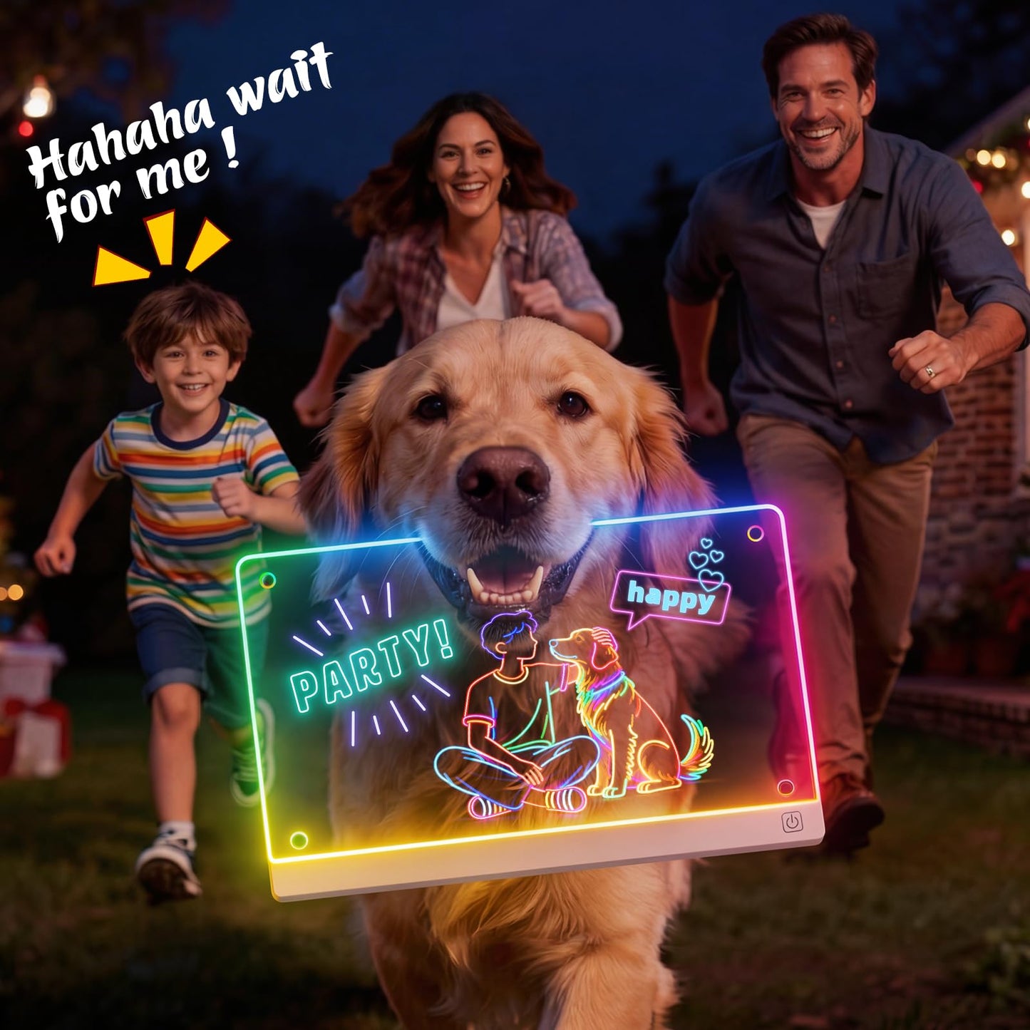 14'' LED Drawing Board for Kids with 7 Colors & 3 Modes, Neon Art Light Up drawing board with Battery Case, Doodle Magic lumiboard Writing Tablet, Birthday Christmas New Year Gifts Toys for Girls Boys