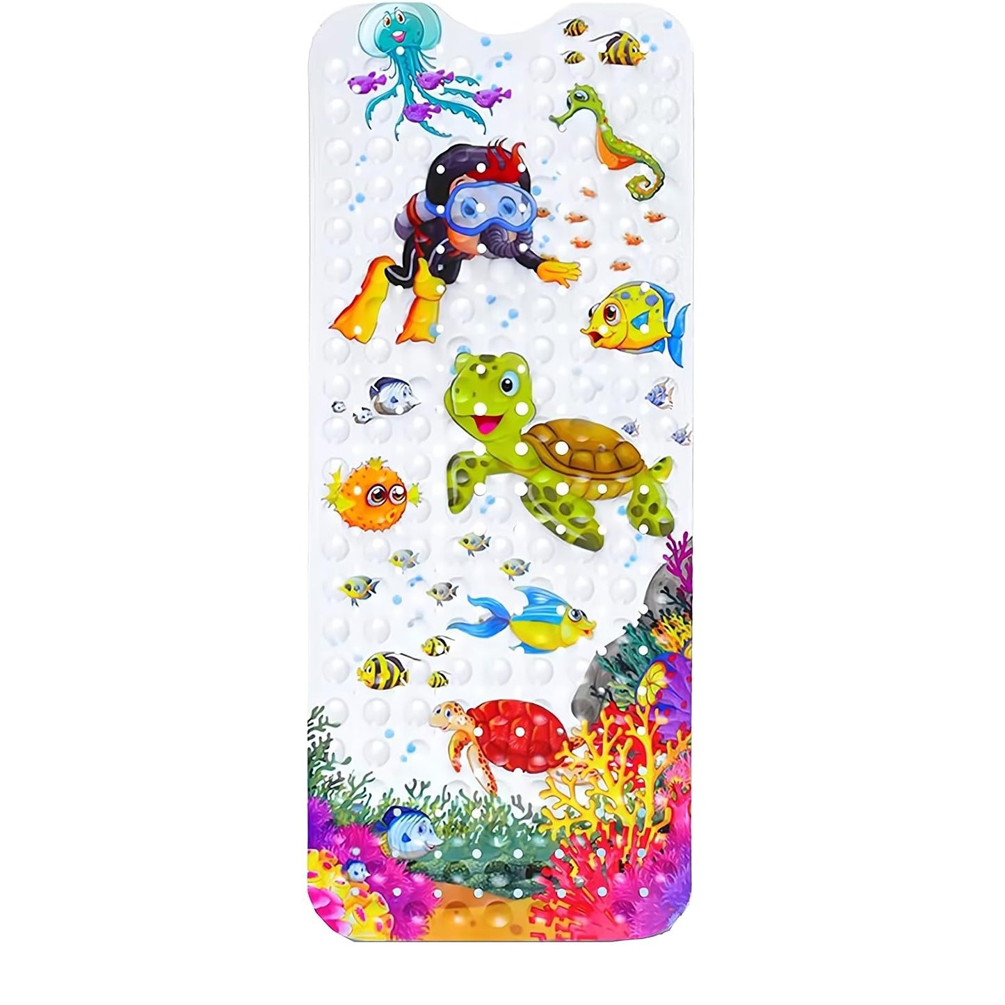 youxiaoshi Baby Bath Mat, Bathroom Bathtub Mat for Kid's, Cartoon Bath Tub Shower Mat with Drain Holes and Suction Cups, 40 X 16 Inch Soft&Non-Slip, Machine Washable (Turtle)