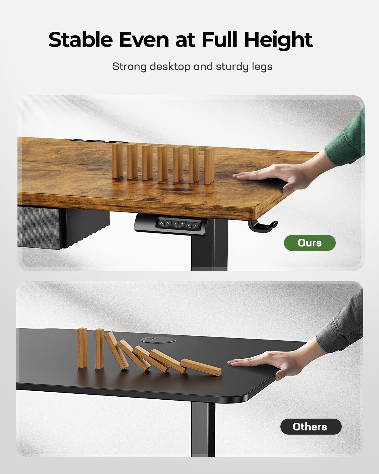 Marsail Standing Desk with Drawer, 48x24 Inch Adjustable Height Standing Desk, Electric Stand up Desk, Sit Stand Home Office Desk, Ergonomic Workstation for Home Office Computer Gaming Desk Rustic