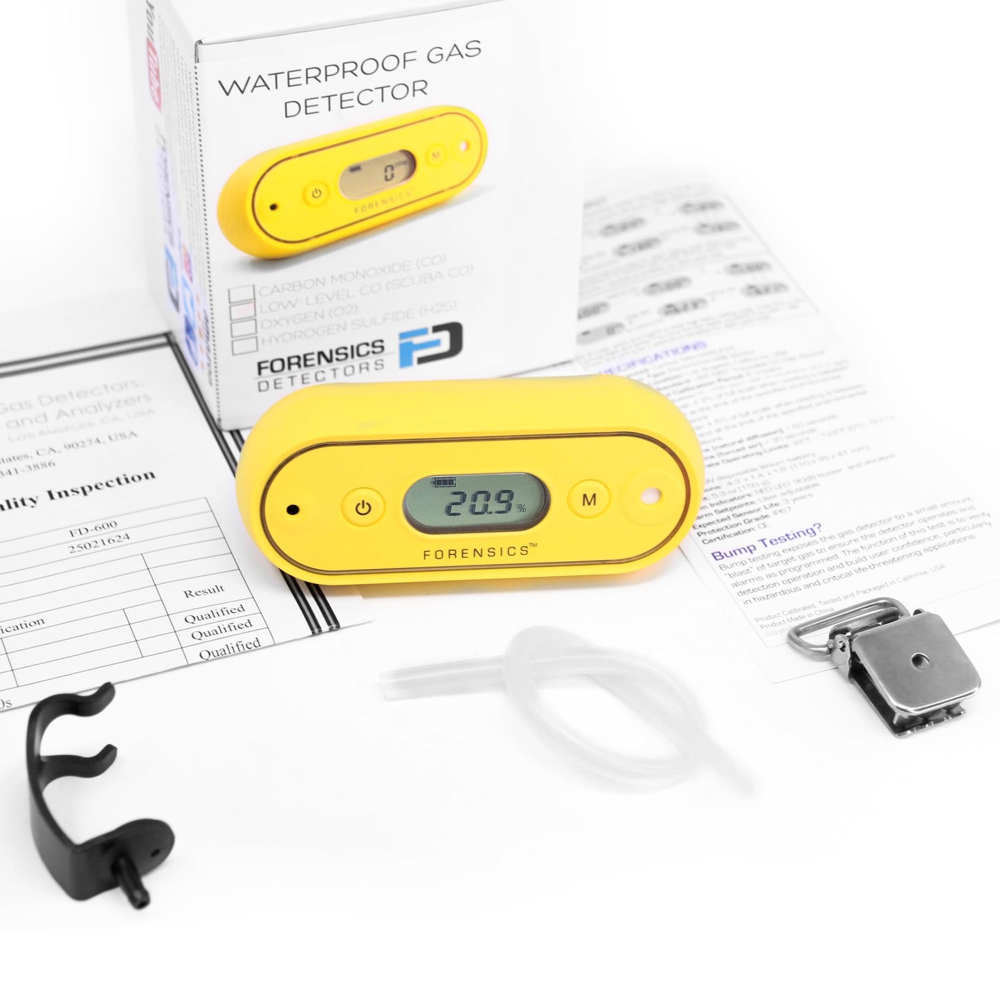 Oxygen Detector by Forensics | 2 Year Battery Life | 3 Year Sensor | USA NIST Calibration | Drop-Proof & Water-Proof | Rubber Soft-Touch | 0-30% O2 |