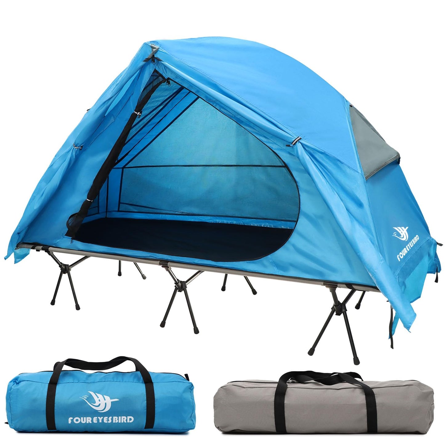 Arctic Lemmings 4-in-1 Foldable Elevated Cot Tent Set for 1 Person - Elevated Camping Bed for Outdoor Hiking