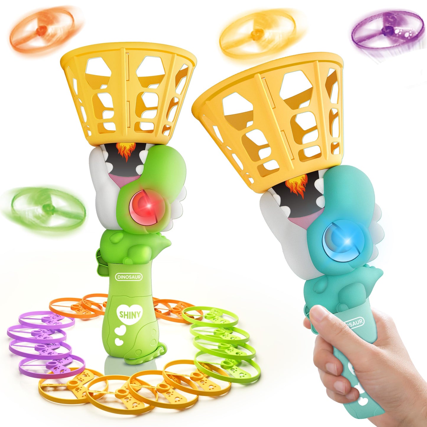 Outside Toys for Kids Ages 4-8 Electric Manual Capture Catching Game for Kids, Automatic Flying Disc Launcher Outdoor Indoor Toy, Chasing Toy for Boys Girls, Perfect Yard Beach Family Game