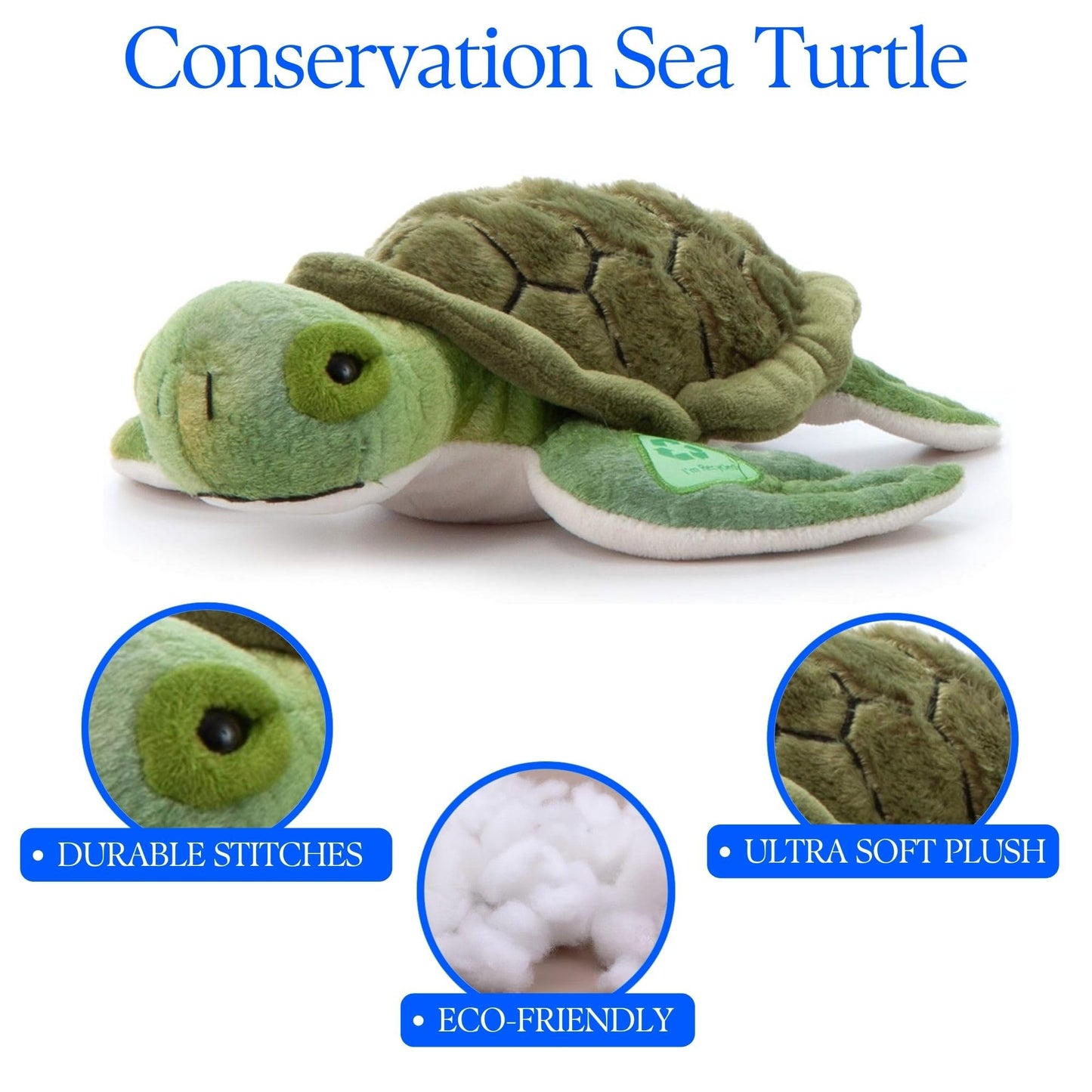 The Petting Zoo, Conservation Sea Turtle Stuffed Animal, Gifts for Kids, Baby Sea Turtle Plush Toy 10 inches