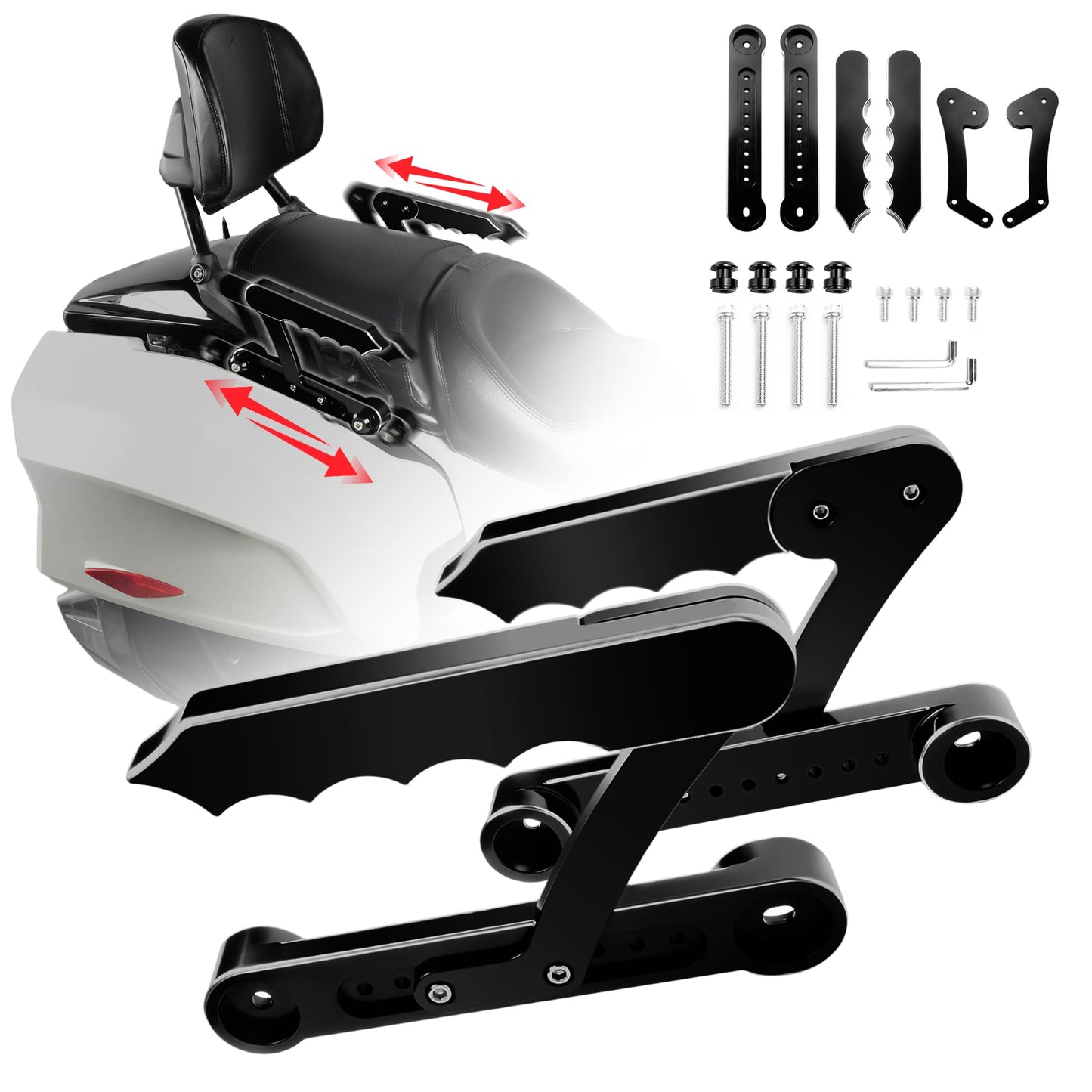 BAKAFOH Adjustable Aluminum Passenger Grab Handles Set Rear Armrests Grabrails Grip Bars for Can Am Spyder F3 F3-L F3-S F3-T 2016-2024 Accessories(Black Style)